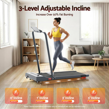 Everfit Treadmill Electric Walking Pad Incline Under Desk 380mm Grey TMILL-380H-INC-GR