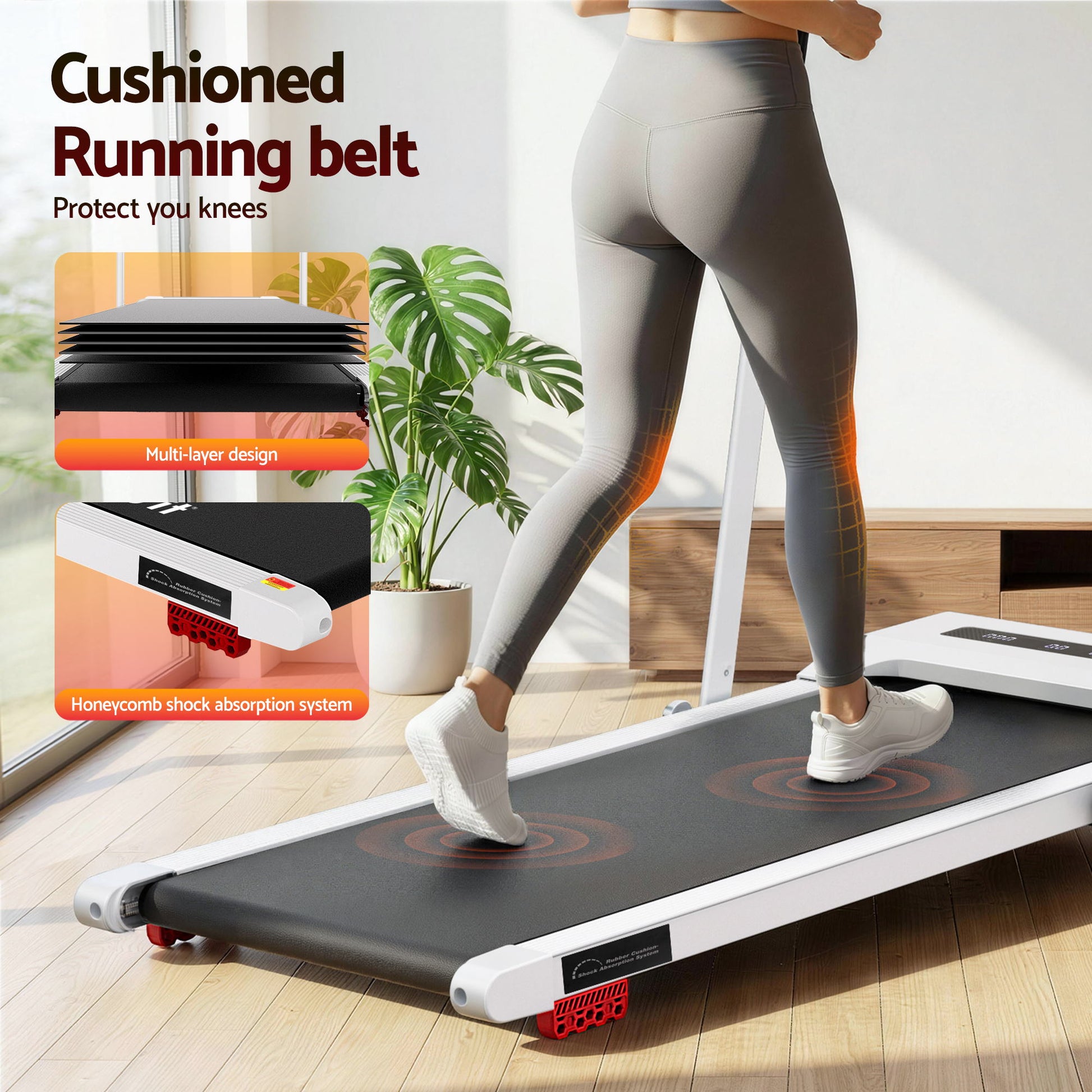 Everfit Treadmill Electric Walking Pad Incline Under Desk 380mm White TMILL-380H-INC-WH
