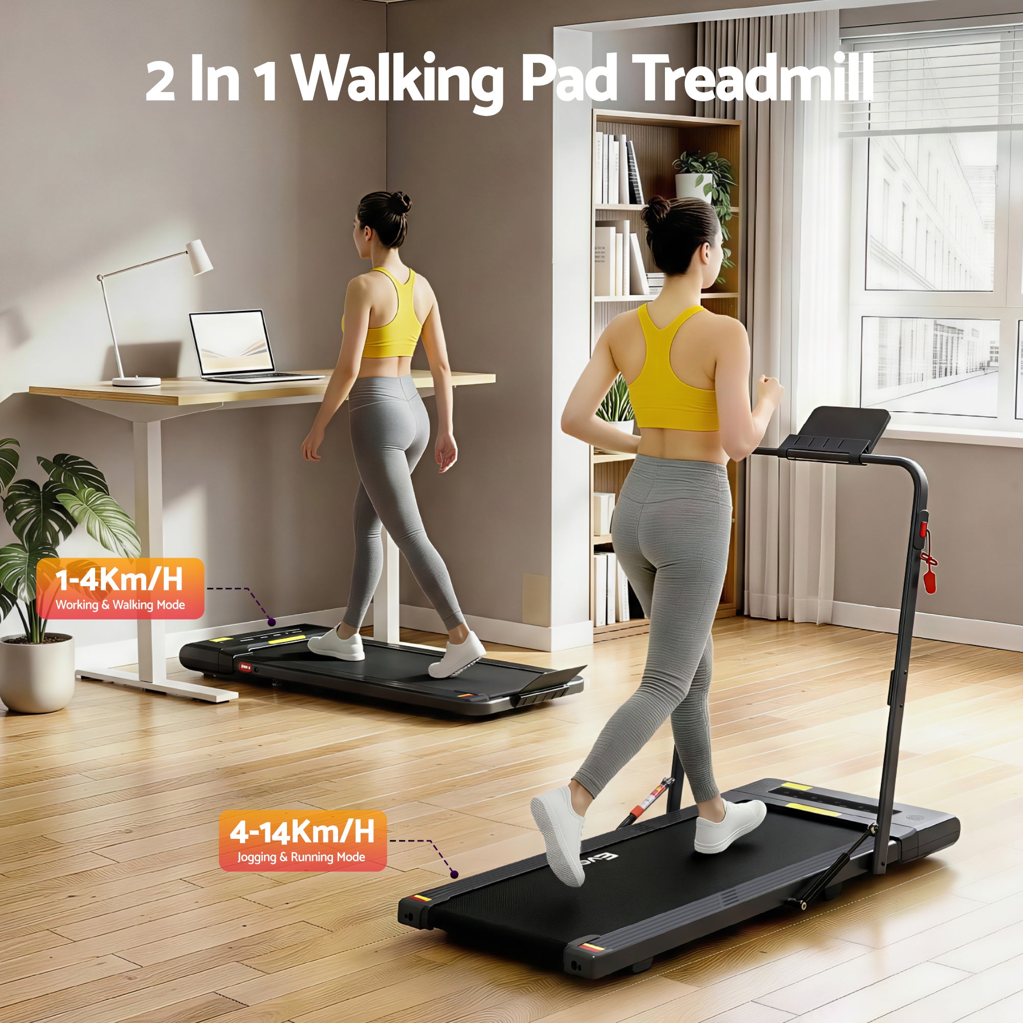 Everfit Treadmill Electric Walking Pad Under Desk Home Gym Fitness 400mm Black