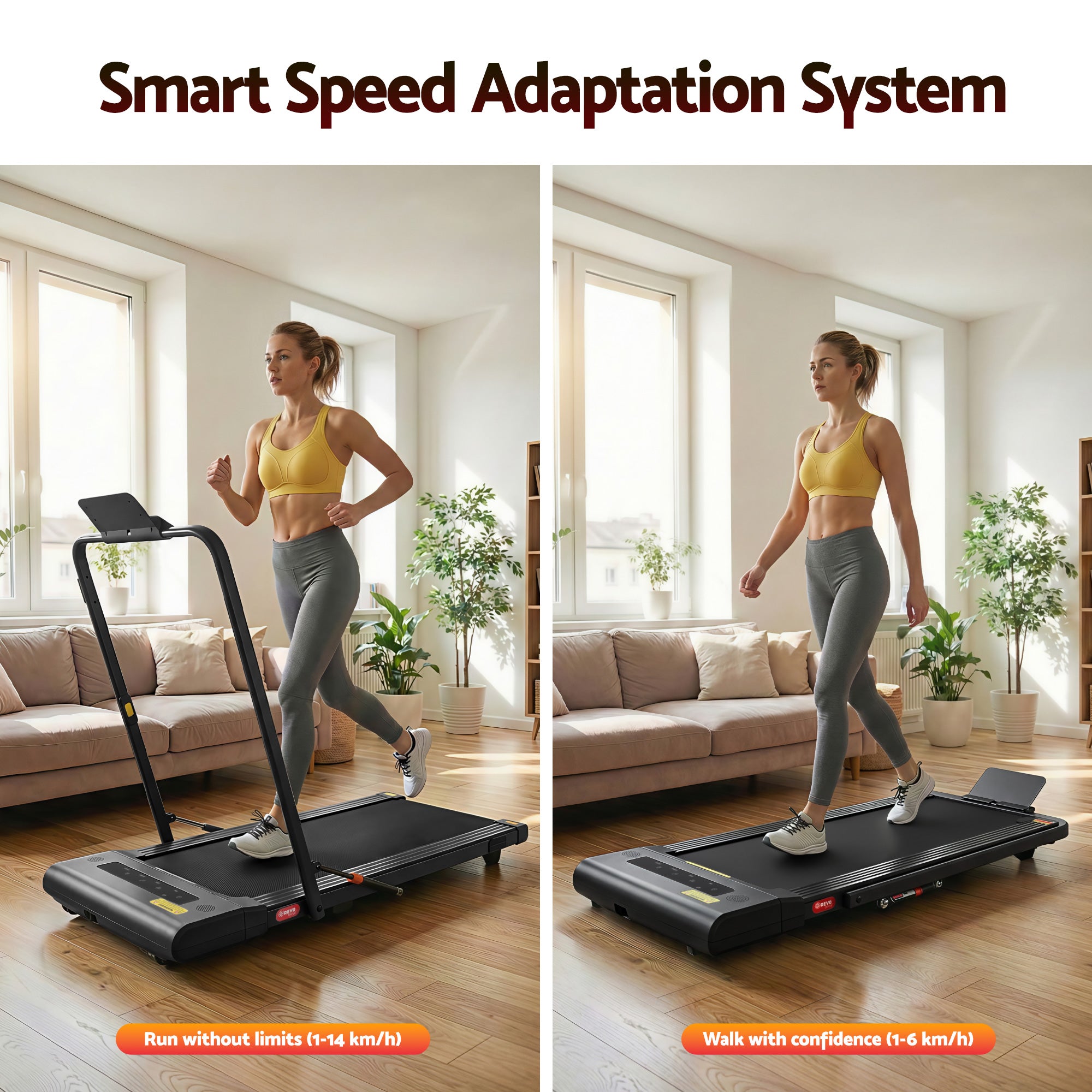 Everfit Treadmill Electric Walking Pad Under Desk Home Gym Fitness 400mm Black