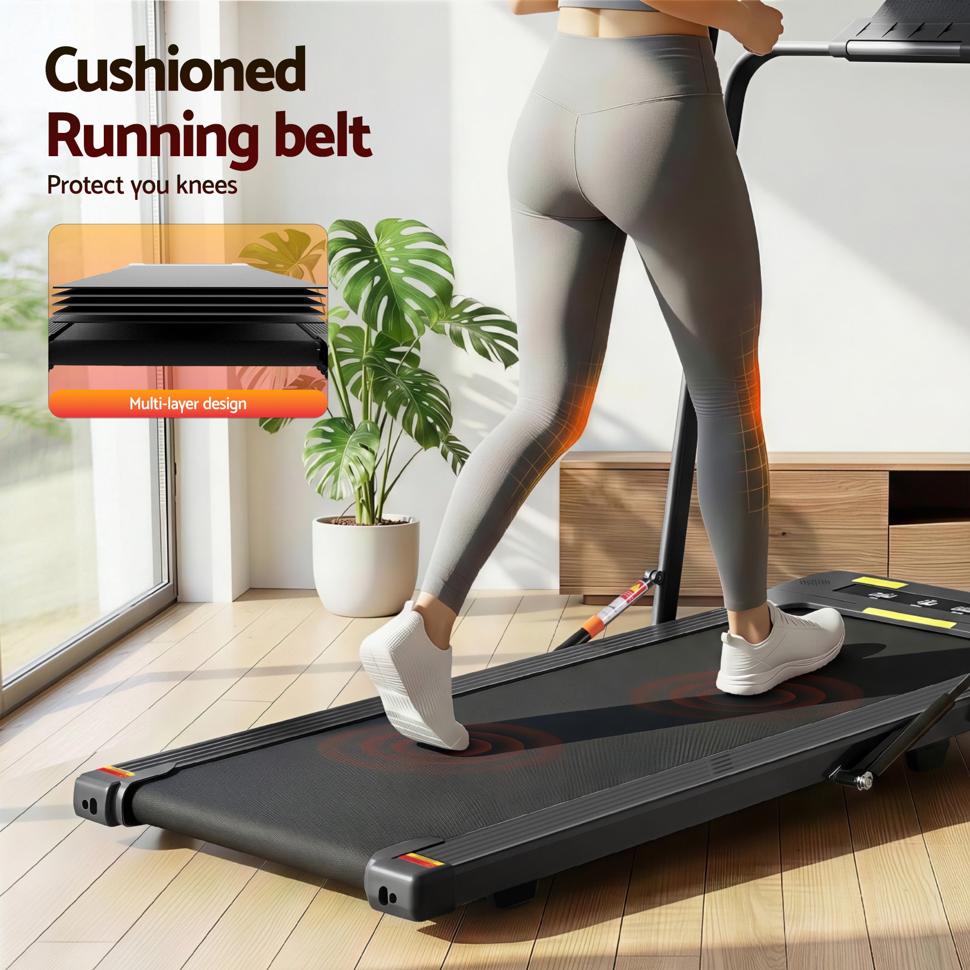 Everfit Treadmill Electric Walking Pad Under Desk Home Gym Fitness 400mm Black