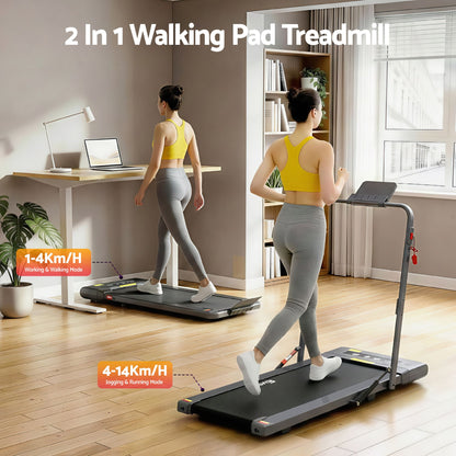 Everfit 2 in 1 Treadmill Electric Walking Pad Under Desk Home Gym Fitness 400mm Grey TMILL-400-2IN1-GR