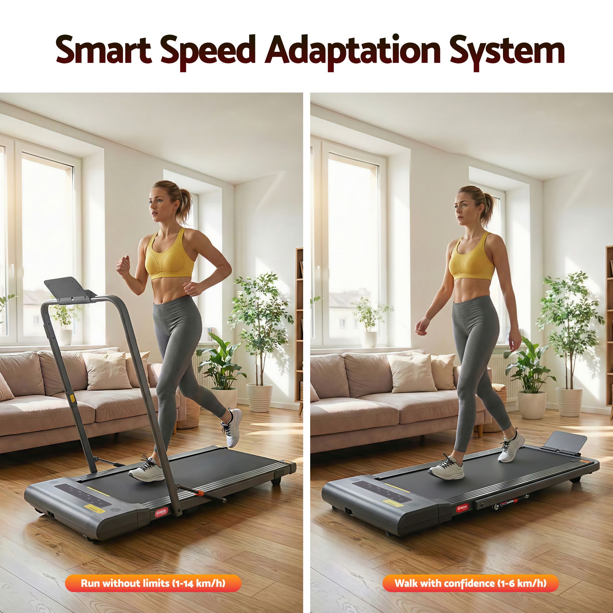 Everfit 2 in 1 Treadmill Electric Walking Pad Under Desk Home Gym Fitness 400mm Grey TMILL-400-2IN1-GR