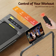 Everfit 2 in 1 Treadmill Electric Walking Pad Under Desk Home Gym Fitness 400mm Grey TMILL-400-2IN1-GR