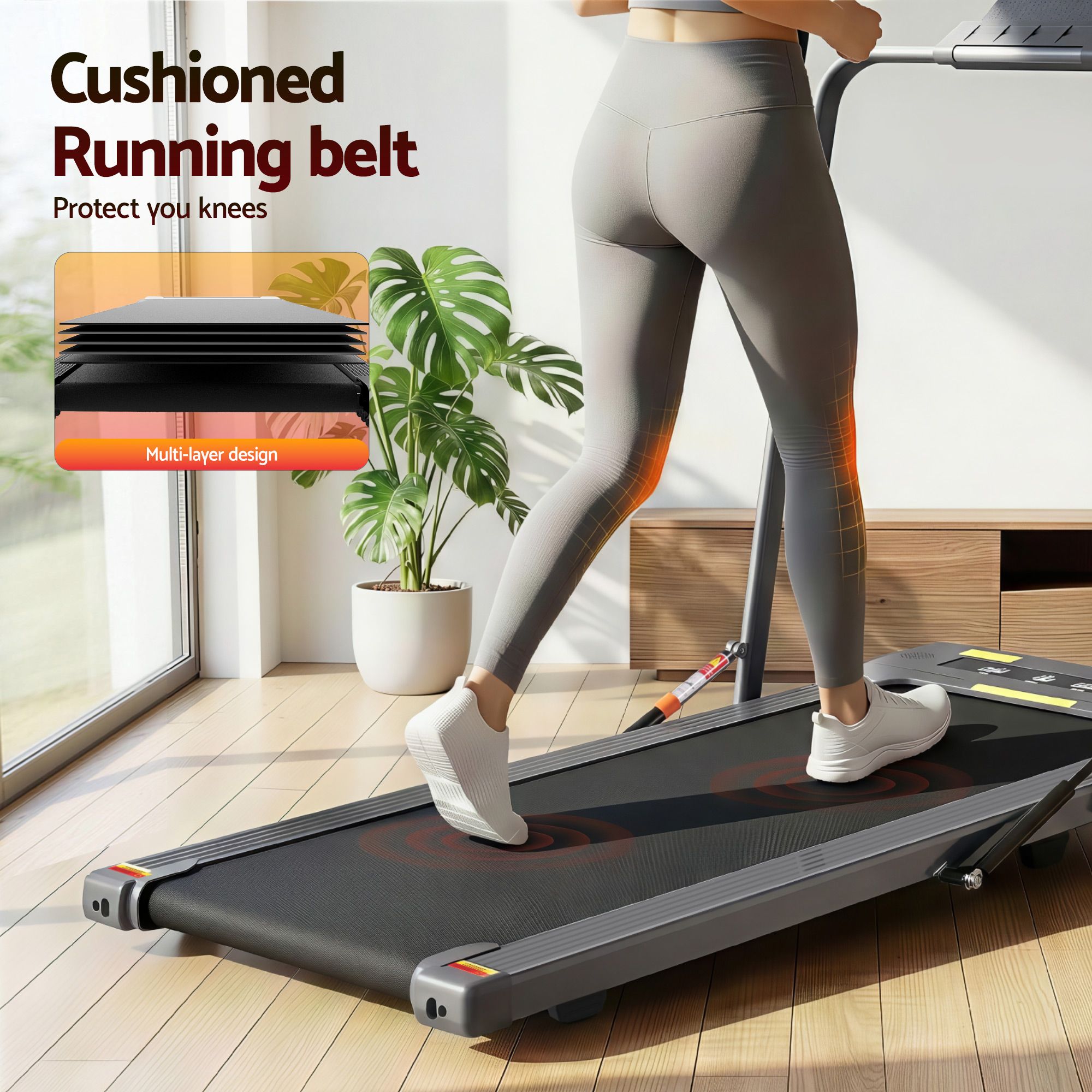 Everfit 2 in 1 Treadmill Electric Walking Pad Under Desk Home Gym Fitness 400mm Grey TMILL-400-2IN1-GR
