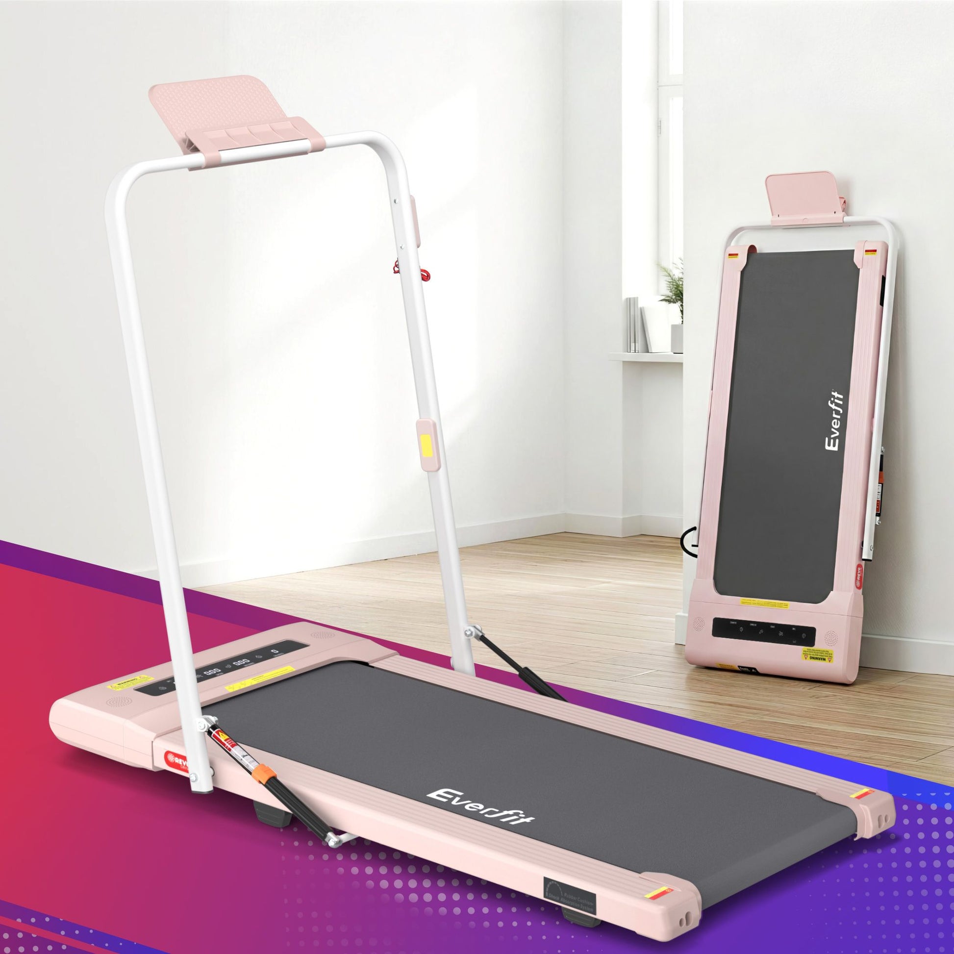 Everfit 2 in 1 Treadmill Electric Walking Pad Under Desk Home Gym Fitness 400mm Pink TMILL-400-2IN1-PK