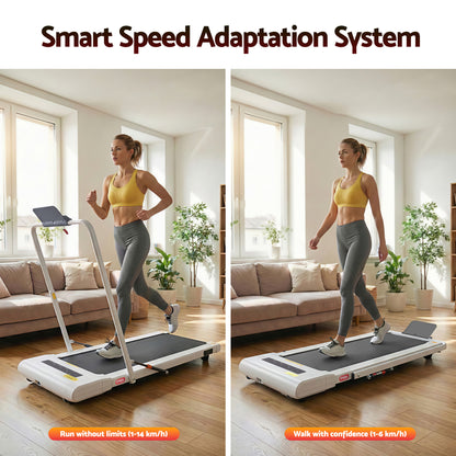 Everfit Treadmill Electric Walking Pad Under Desk Home Gym Fitness 400mm White TMILL-400-2IN1-WH