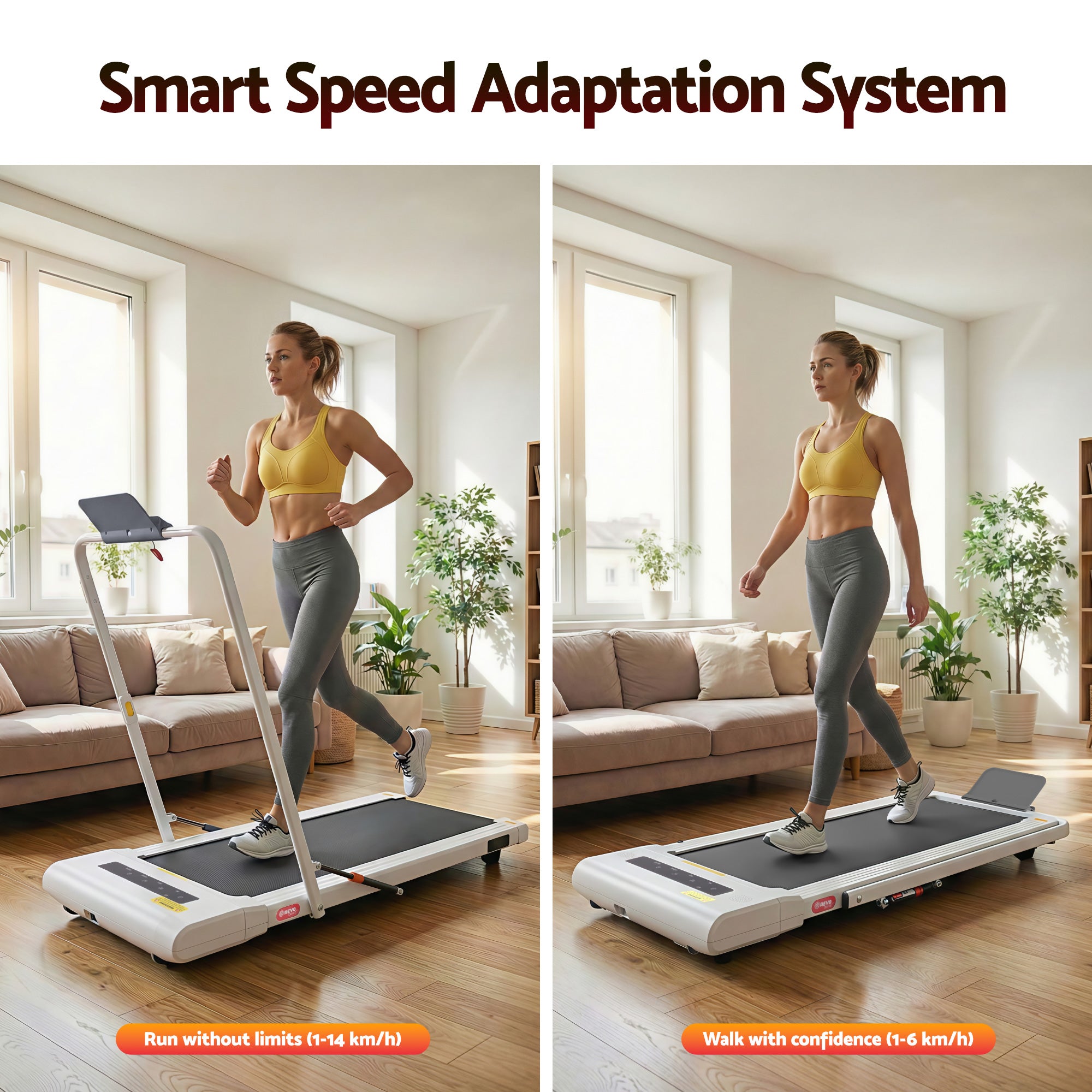 Everfit Treadmill Electric Walking Pad Under Desk Home Gym Fitness 400mm White