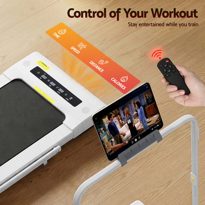 Everfit Treadmill Electric Walking Pad Under Desk Home Gym Fitness 400mm White TMILL-400-2IN1-WH