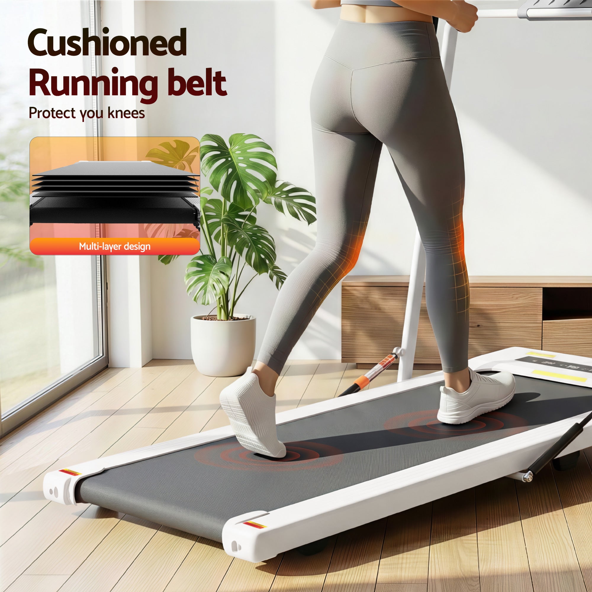 Everfit Treadmill Electric Walking Pad Under Desk Home Gym Fitness 400mm White