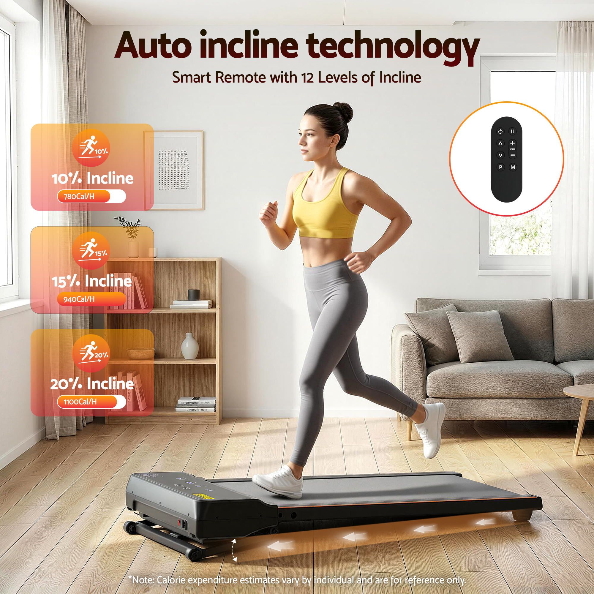 Everfit 3 in 1 Walking Pad Treadmill 20% Auto Incline Under Desk Treadmills for Home Gym With 40cm Wide Belt TMILL-400-AINC-BK