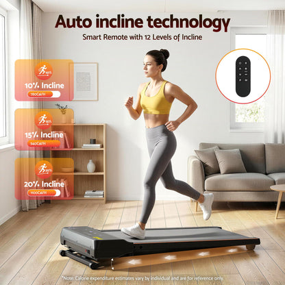 Everfit 3 in 1 Walking Pad Treadmill 20% Auto Incline Under Desk Treadmills for Home Gym With 40cm Wide Belt TMILL-400-AINC-BK