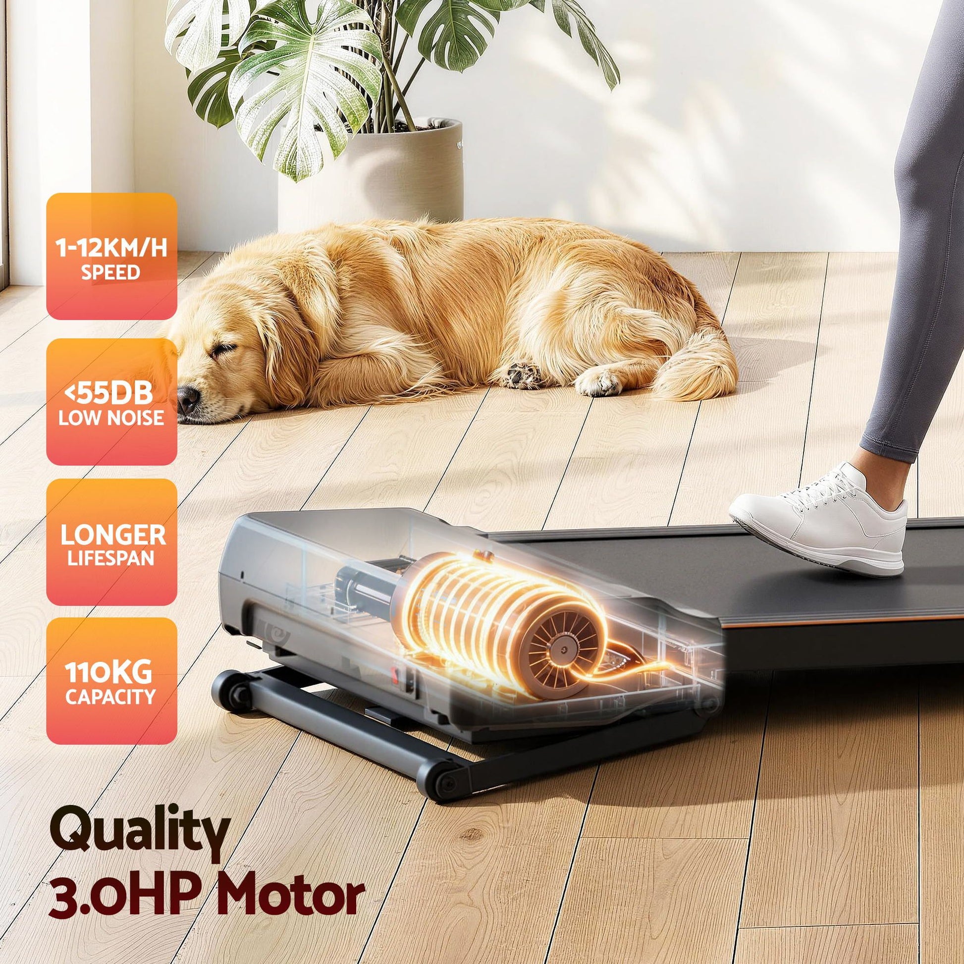 Everfit 3 in 1 Walking Pad Treadmill 20% Auto Incline Under Desk Treadmills for Home Gym With 40cm Wide Belt TMILL-400-AINC-BK