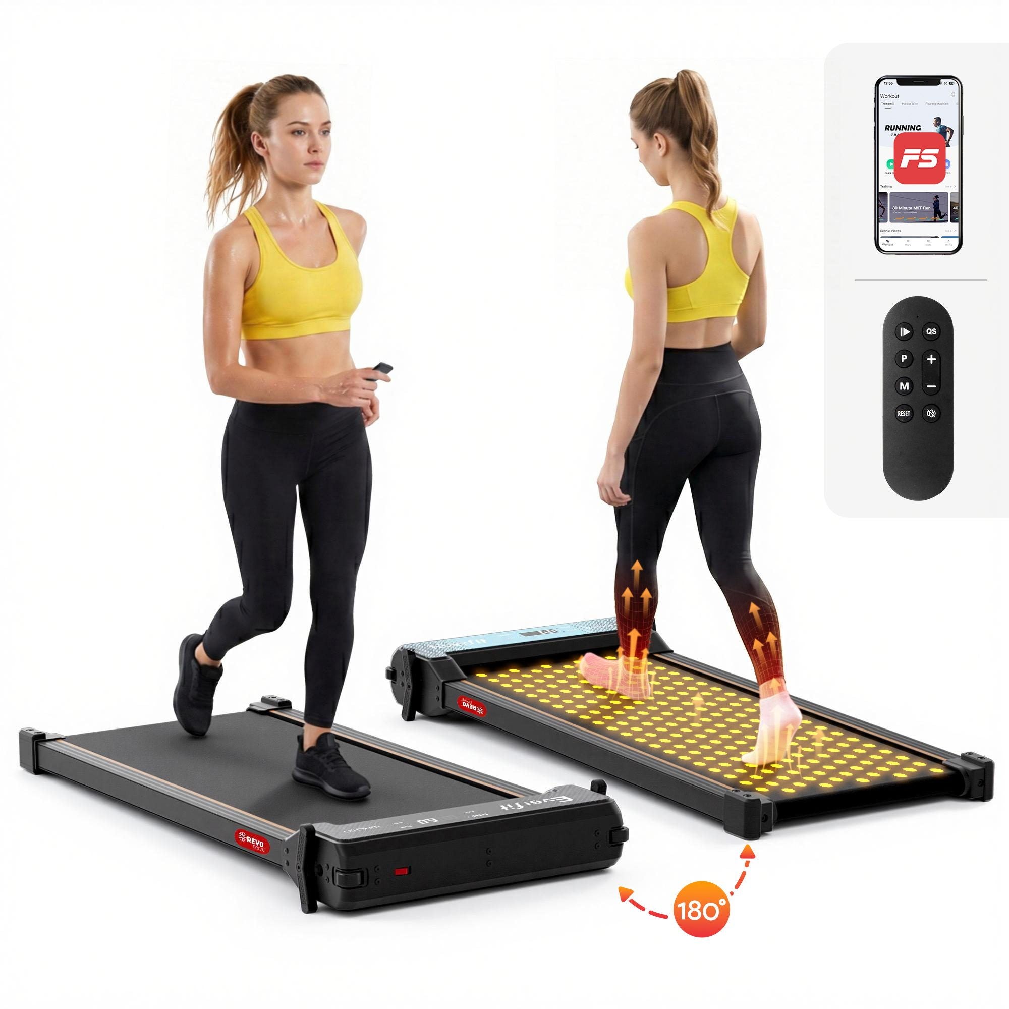 Everfit 2 in 1 Walking Pad Treadmill Dual-Sided Under Desk Treadmills with Foot Massage for Home Gym with App TMILL-400-FMS-PAD