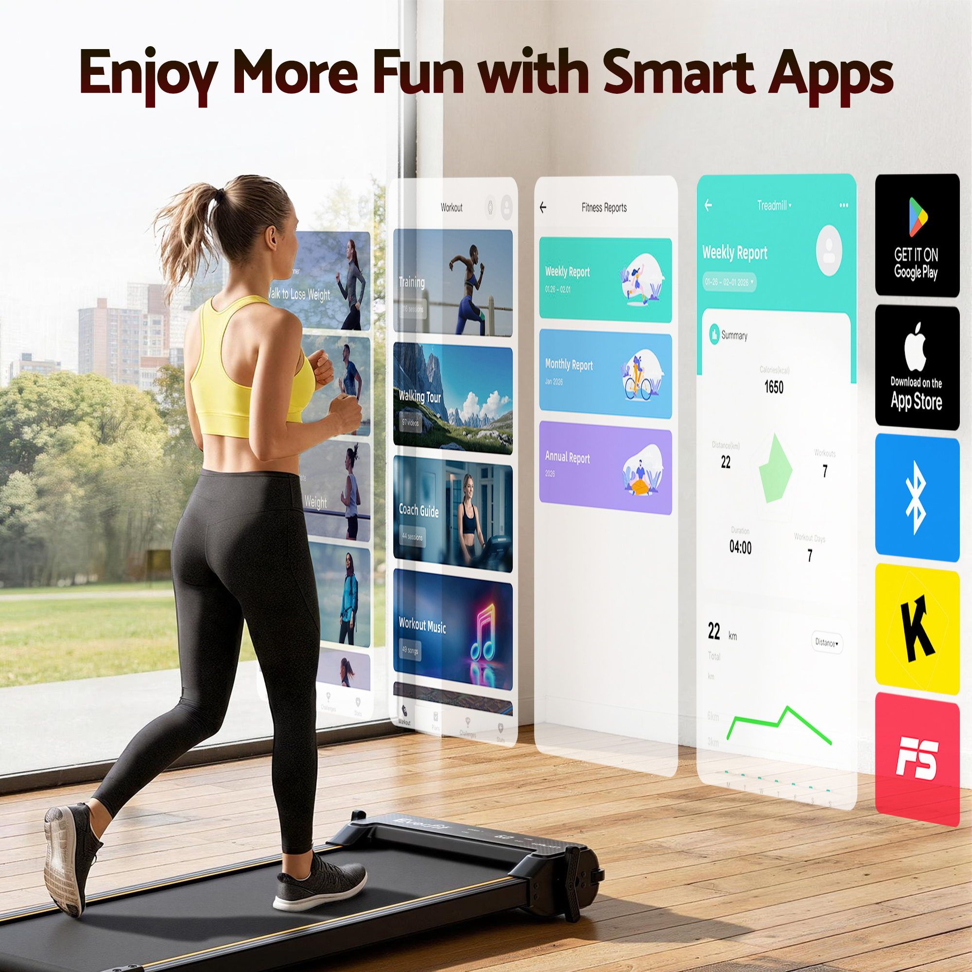 Everfit 2 in 1 Walking Pad Treadmill Dual-Sided Under Desk Treadmills with Foot Massage for Home Gym with App TMILL-400-FMS-PAD