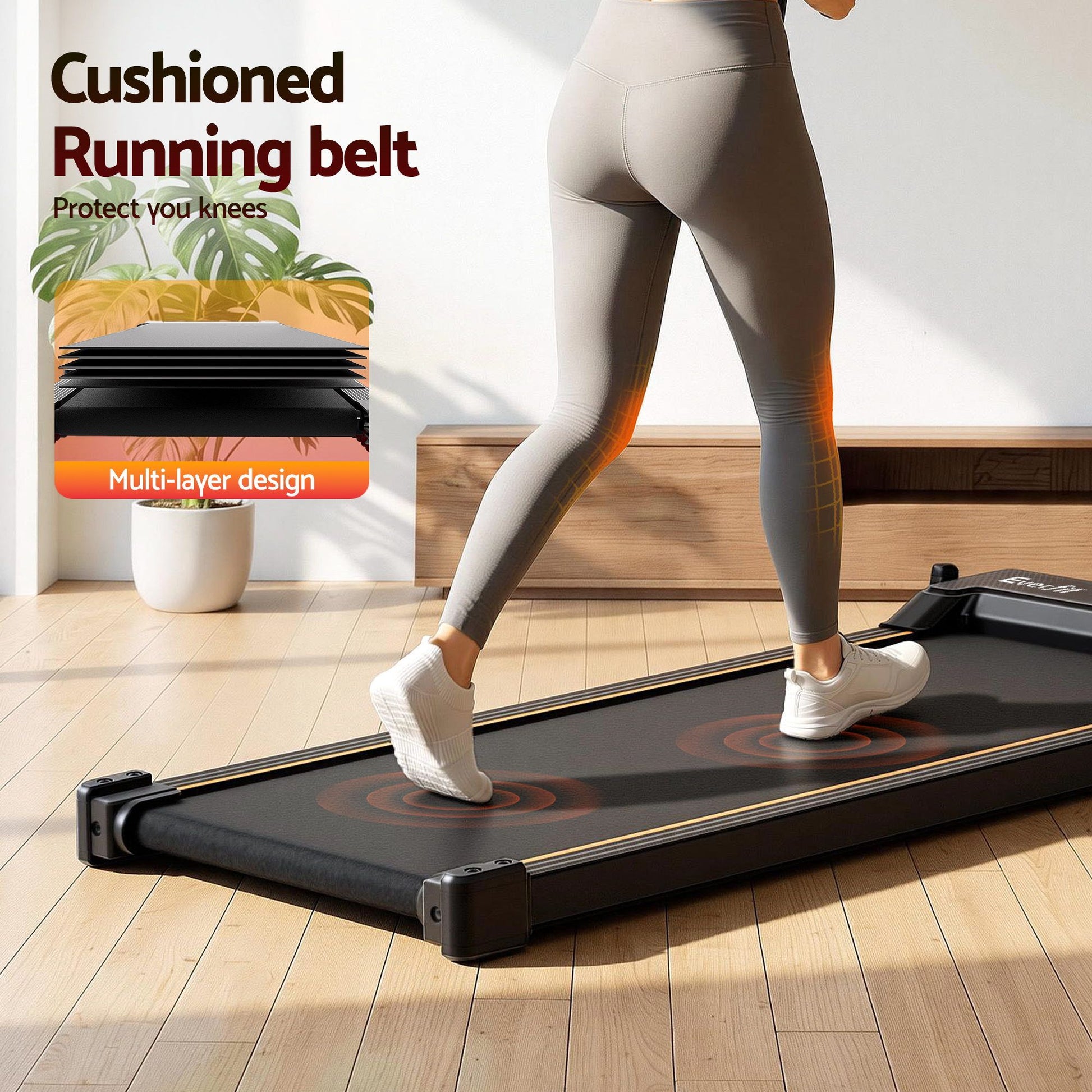 Everfit 2 in 1 Walking Pad Treadmill Dual-Sided Under Desk Treadmills with Foot Massage for Home Gym with App TMILL-400-FMS-PAD