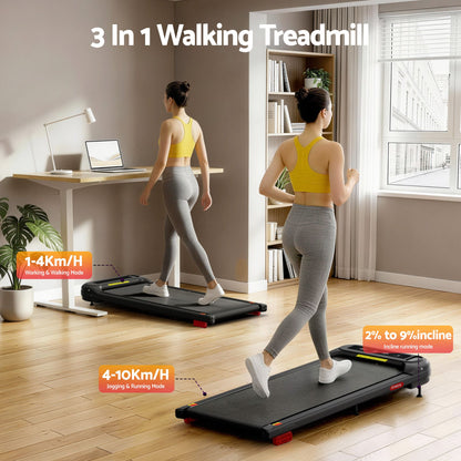 Everfit 3 in 1 Treadmill Electric Walking Pad with Incline Under Desk Home Gym Black TMILL-400-INC-BK
