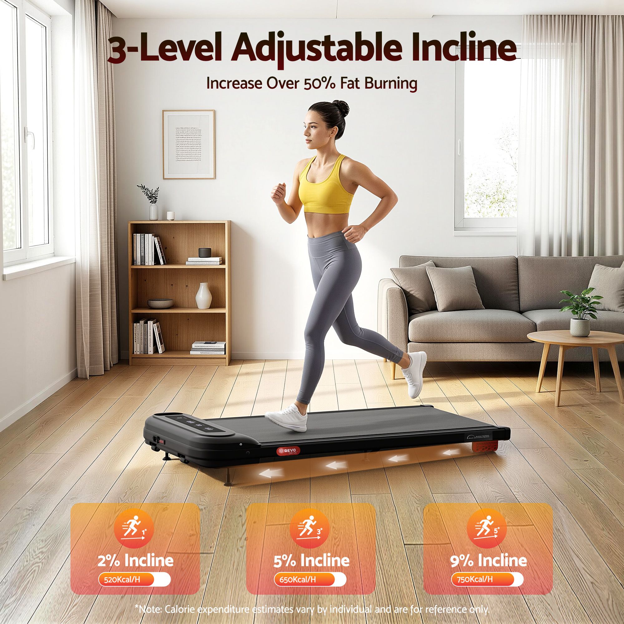 Everfit 3 in 1 Treadmill Electric Walking Pad with Incline Under Desk Home Gym Black