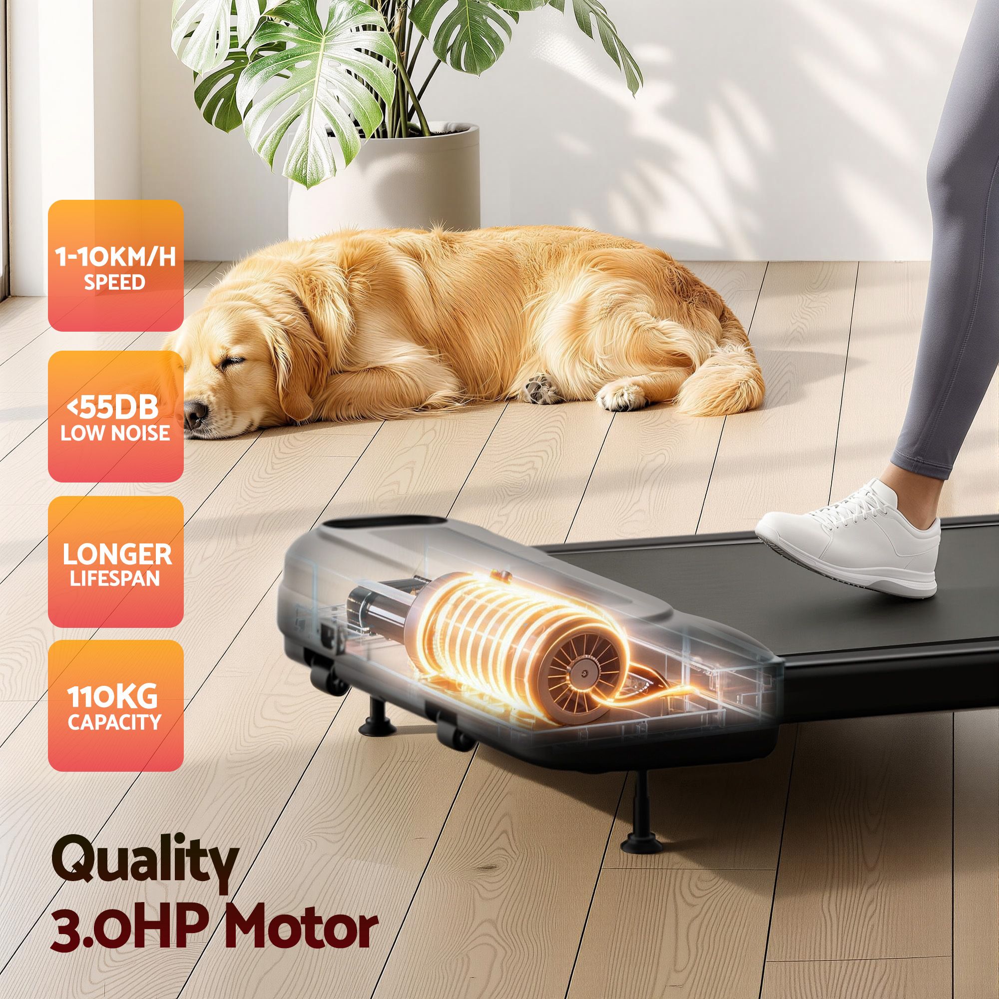 Everfit 3 in 1 Treadmill Electric Walking Pad with Incline Under Desk Home Gym Black