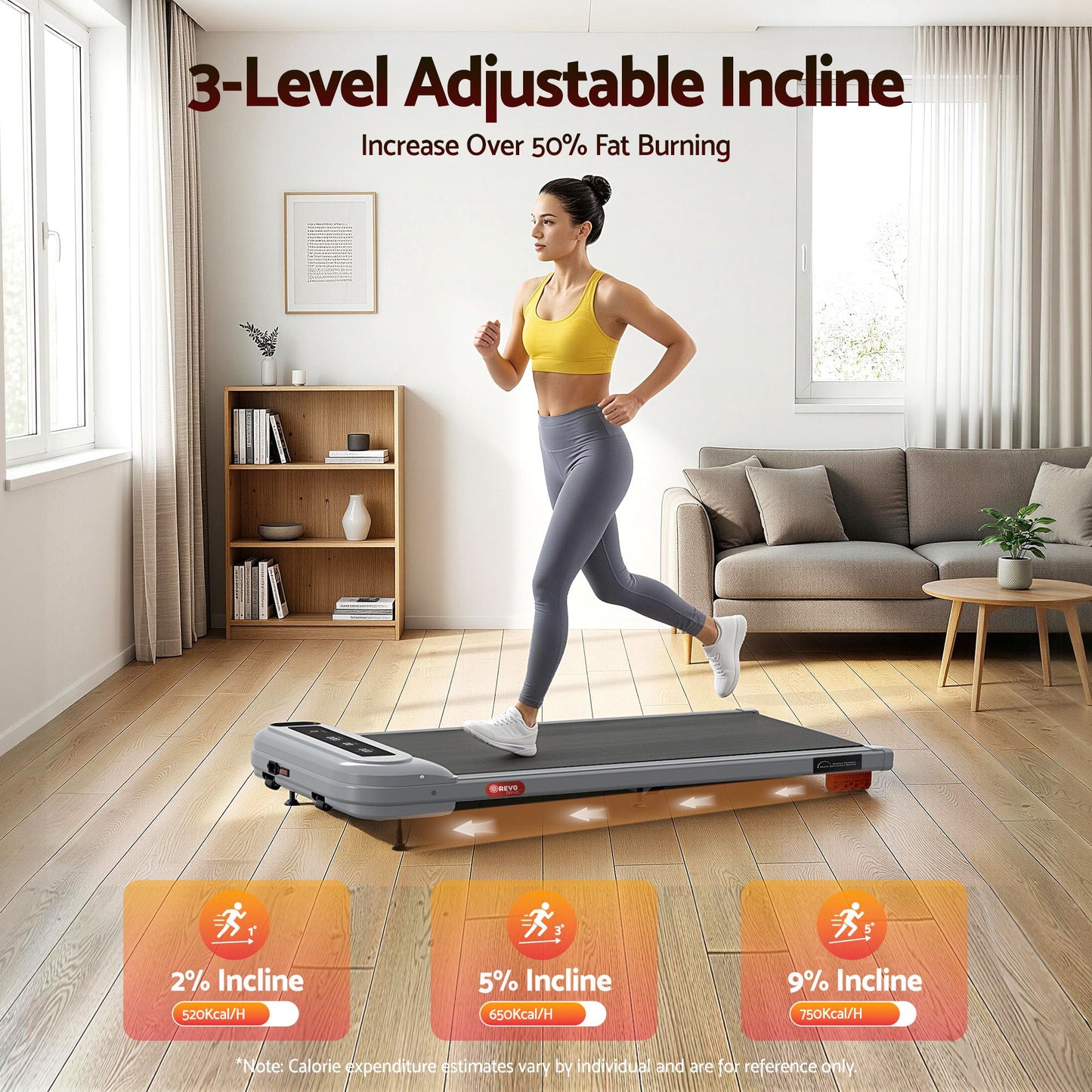 Everfit 3 in 1 Treadmill Electric Walking Pad with Incline Under Desk Home Gym Grey TMILL-400-INC-GR