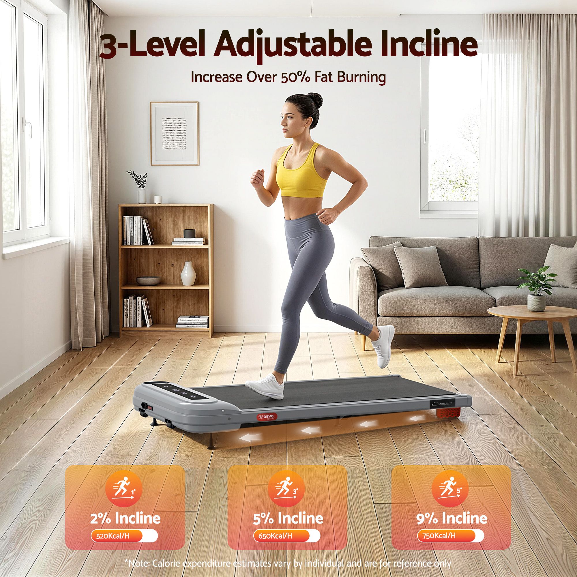 Everfit 3 in 1 Treadmill Electric Walking Pad with Incline Under Desk Home Gym Grey