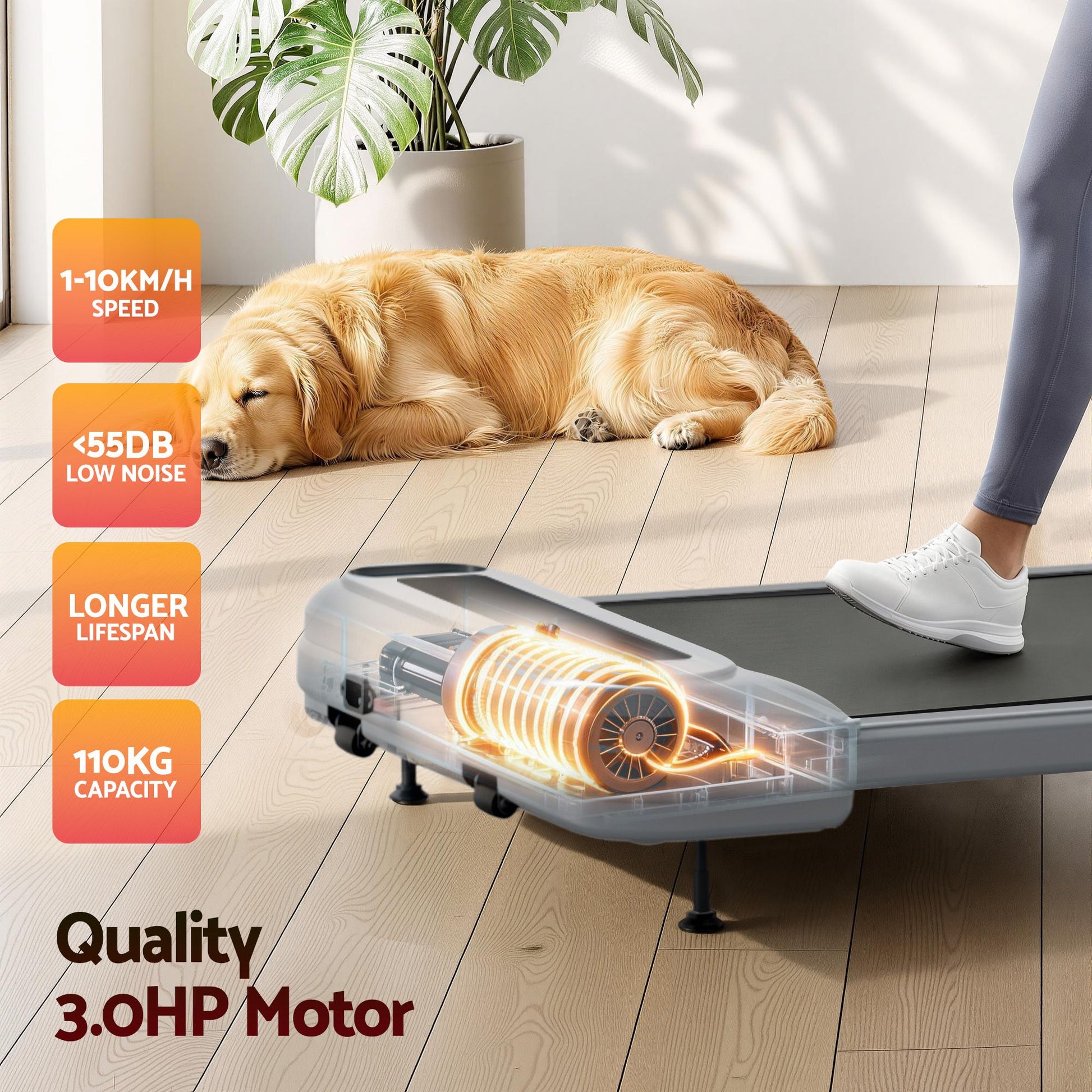Everfit 3 in 1 Treadmill Electric Walking Pad with Incline Under Desk Home Gym Grey TMILL-400-INC-GR