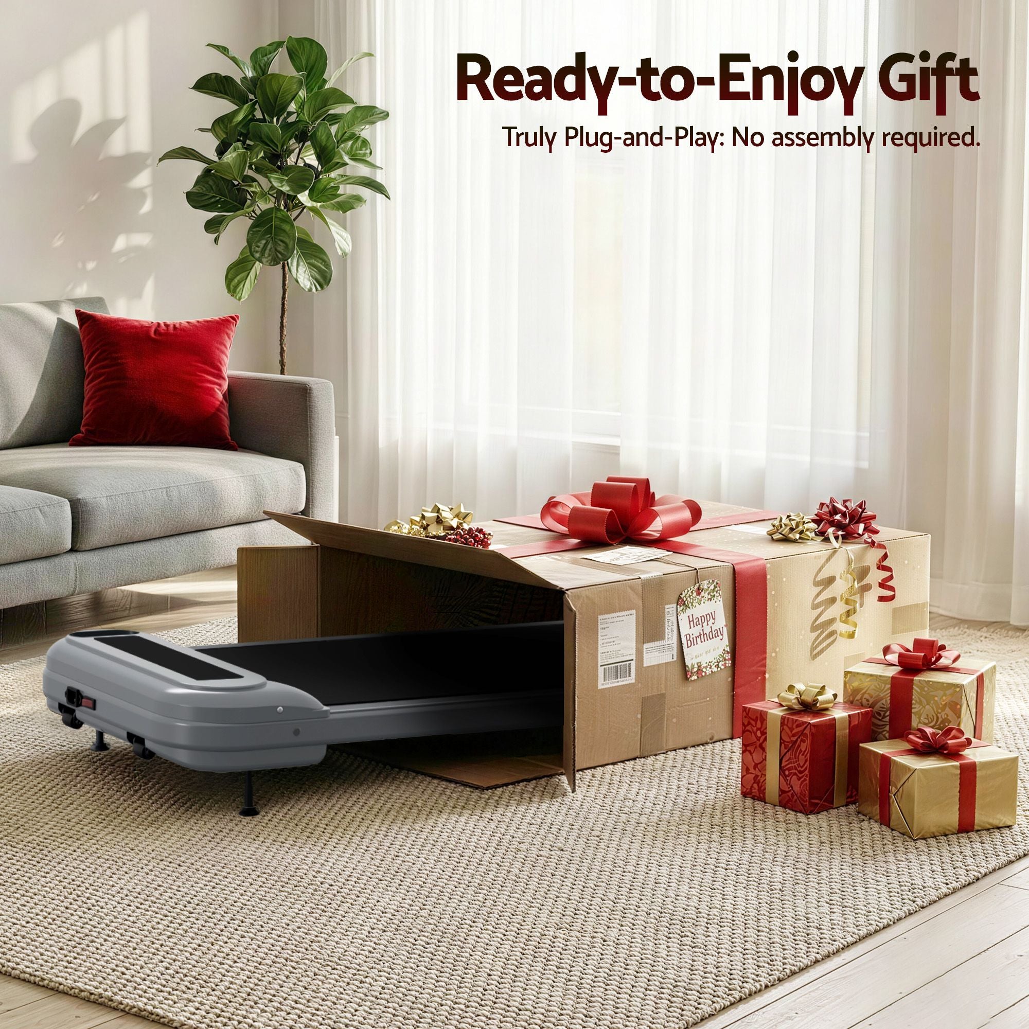 Everfit 3 in 1 Treadmill Electric Walking Pad with Incline Under Desk Home Gym Grey