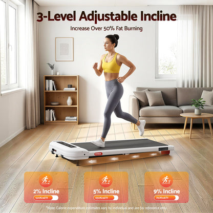 Everfit 3 in 1 Treadmill Electric Walking Pad with Incline Under Desk Home Gym White TMILL-400-INC-WH