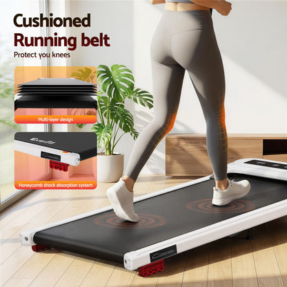 Everfit 3 in 1 Treadmill Electric Walking Pad with Incline Under Desk Home Gym White TMILL-400-INC-WH