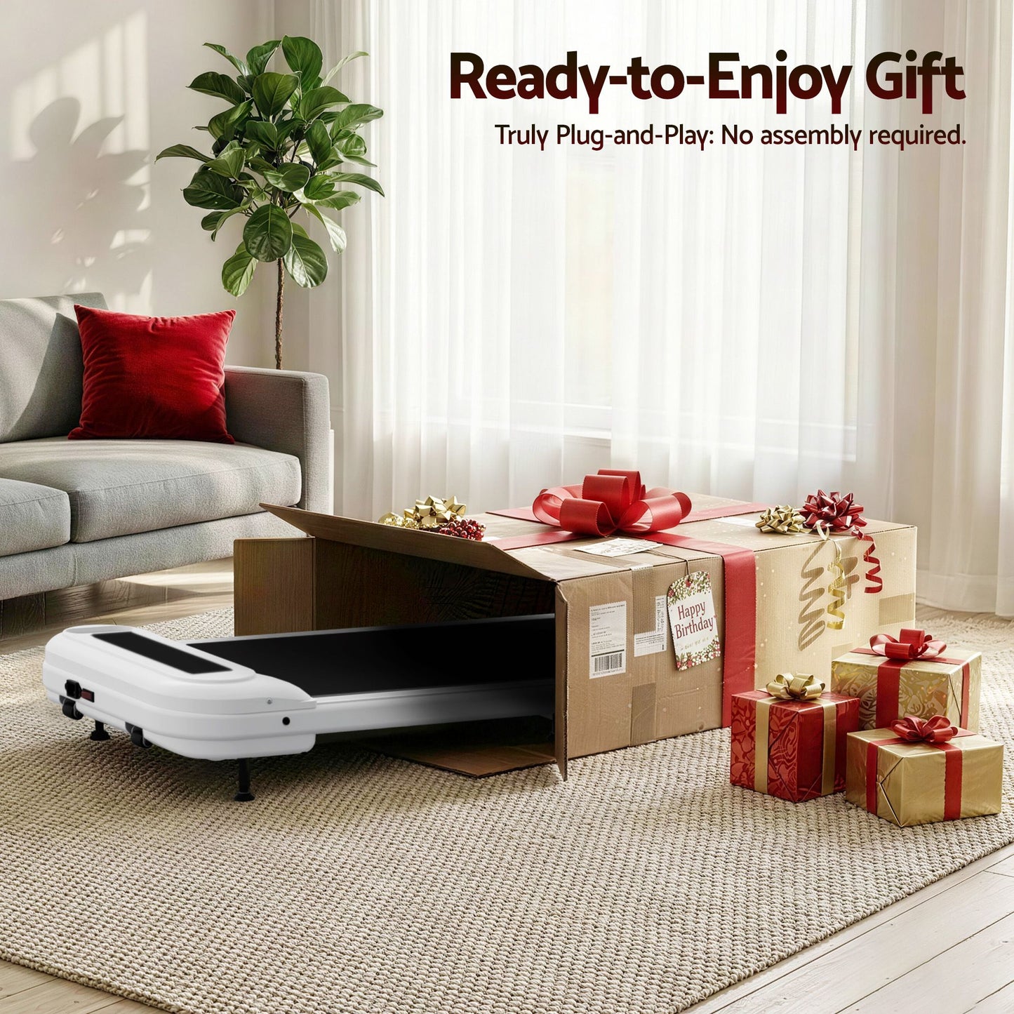 Everfit 3 in 1 Treadmill Electric Walking Pad with Incline Under Desk Home Gym White TMILL-400-INC-WH
