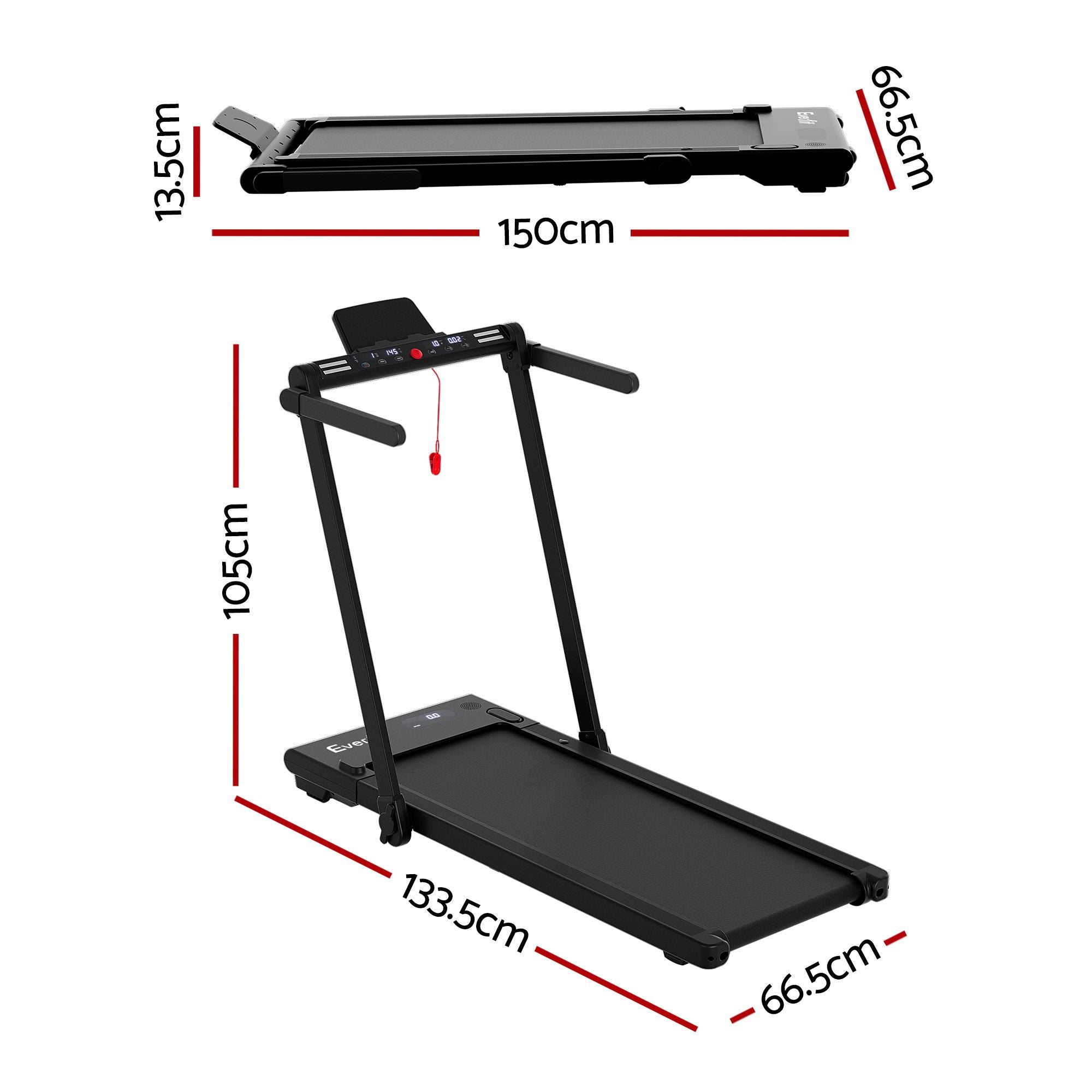Everfit 3 in 1 Walking Pad Treadmill With Led Lights Foldable Under Desk Treadmills for Home Gym 40cm Wide TMILL-400-LED-BK