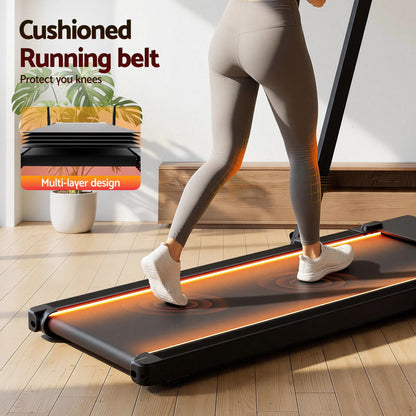 Everfit 3 in 1 Walking Pad Treadmill With Led Lights Foldable Under Desk Treadmills for Home Gym 40cm Wide TMILL-400-LED-BK