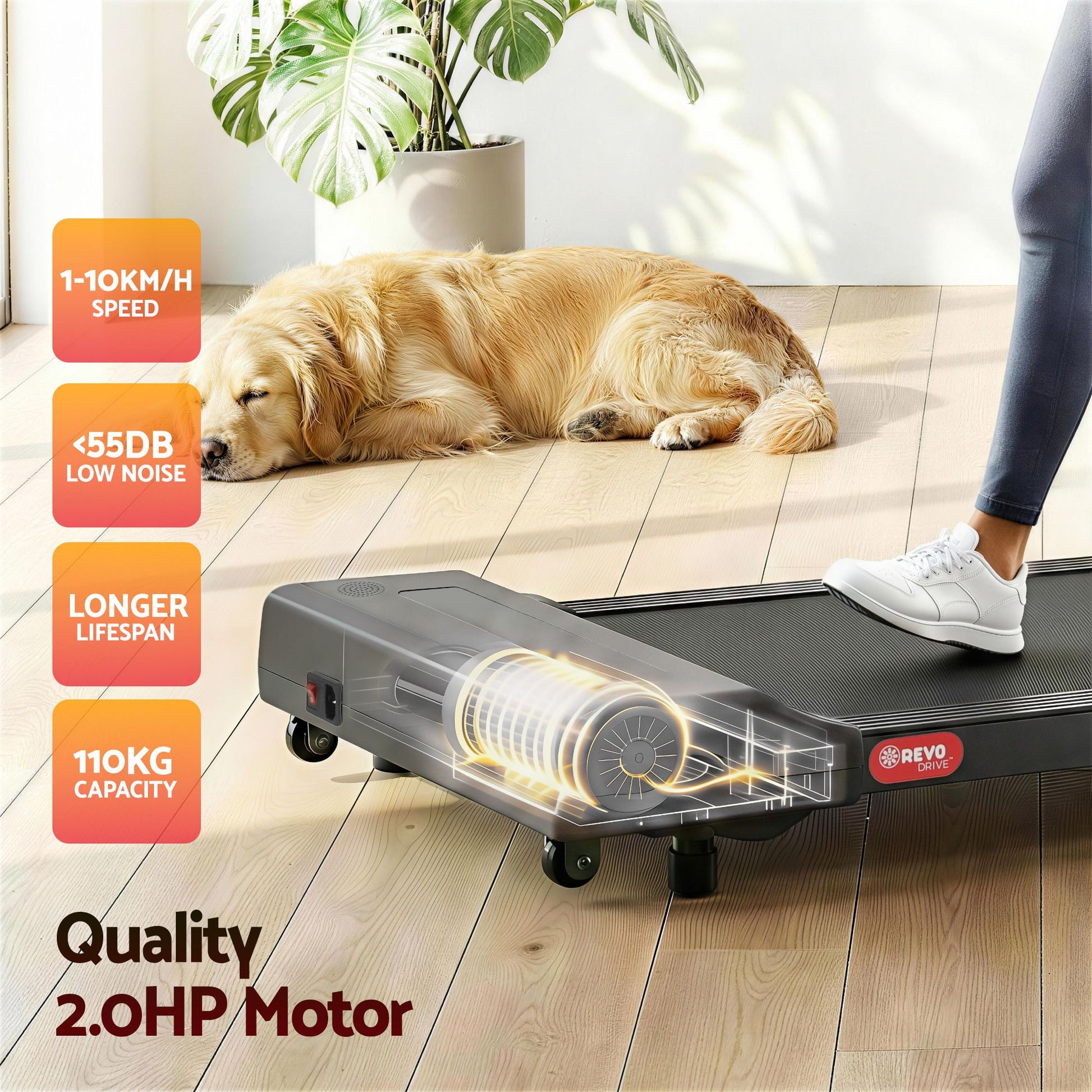 Everfit 2 in 1 Treadmill Electric Walking Pad Under Desk Home Gym Fitness 400mm Grey TMILL-400-PAD-GR