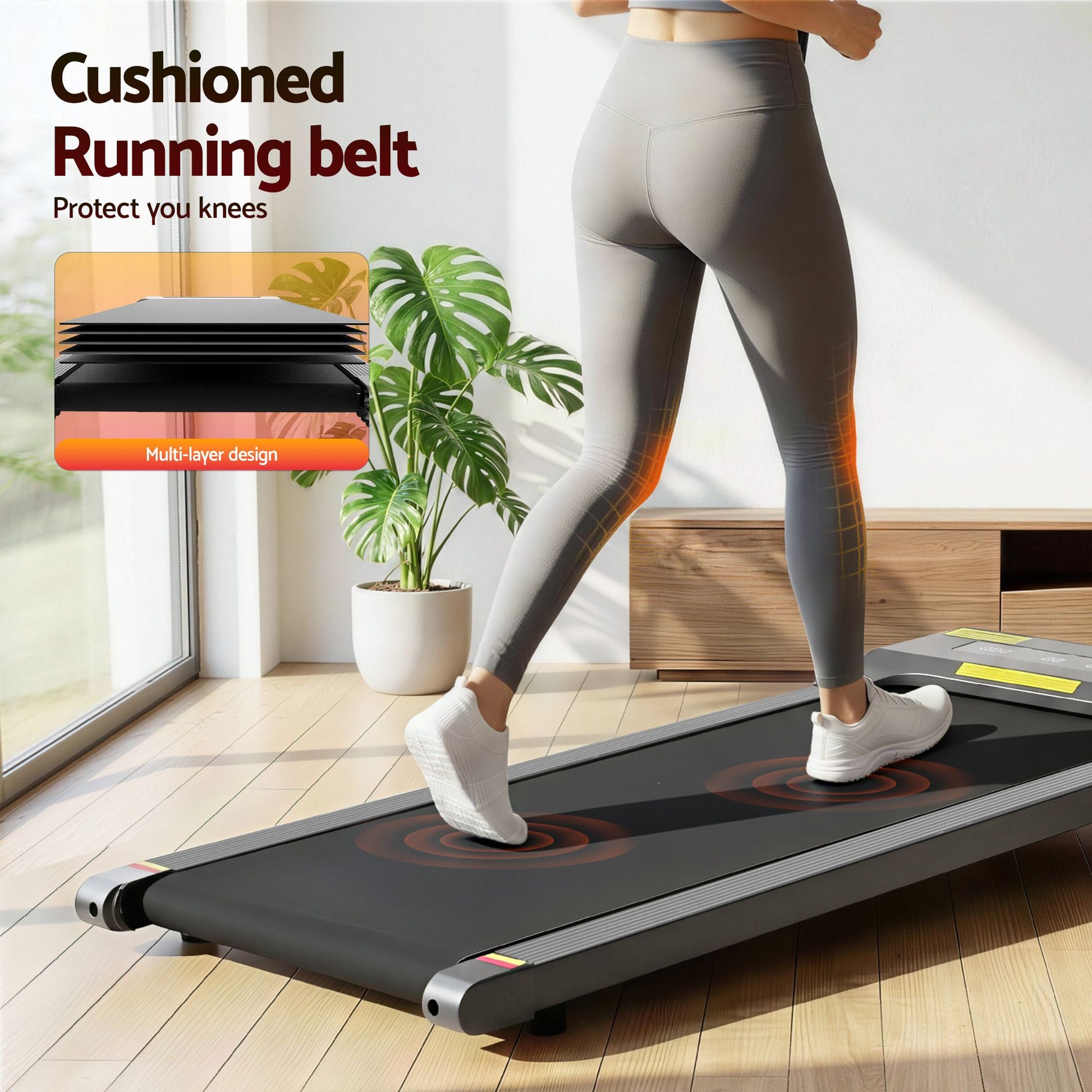 Everfit 2 in 1 Treadmill Electric Walking Pad Under Desk Home Gym Fitness 400mm Grey TMILL-400-PAD-GR