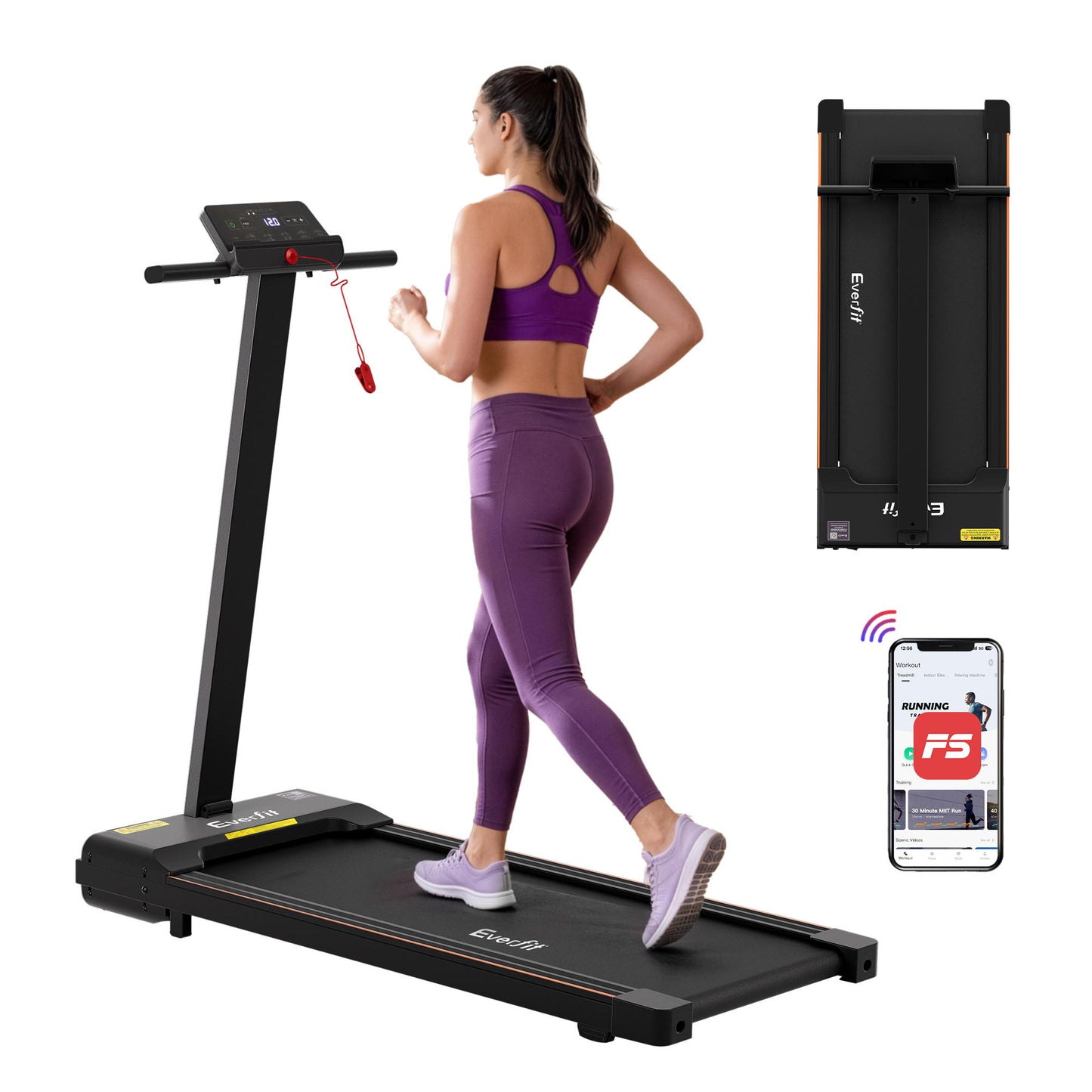 Everfit Walking Pad Treadmill 2 in 1 Foldable for Home Gym 40cm Wide Belt 12 Programs with App TMILL-400-TH-BK