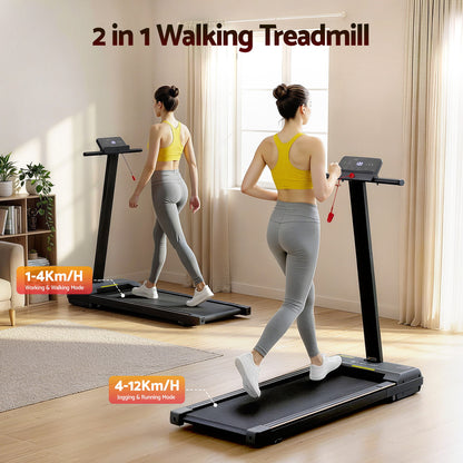 Everfit Walking Pad Treadmill 2 in 1 Foldable for Home Gym 40cm Wide Belt 12 Programs with App TMILL-400-TH-BK