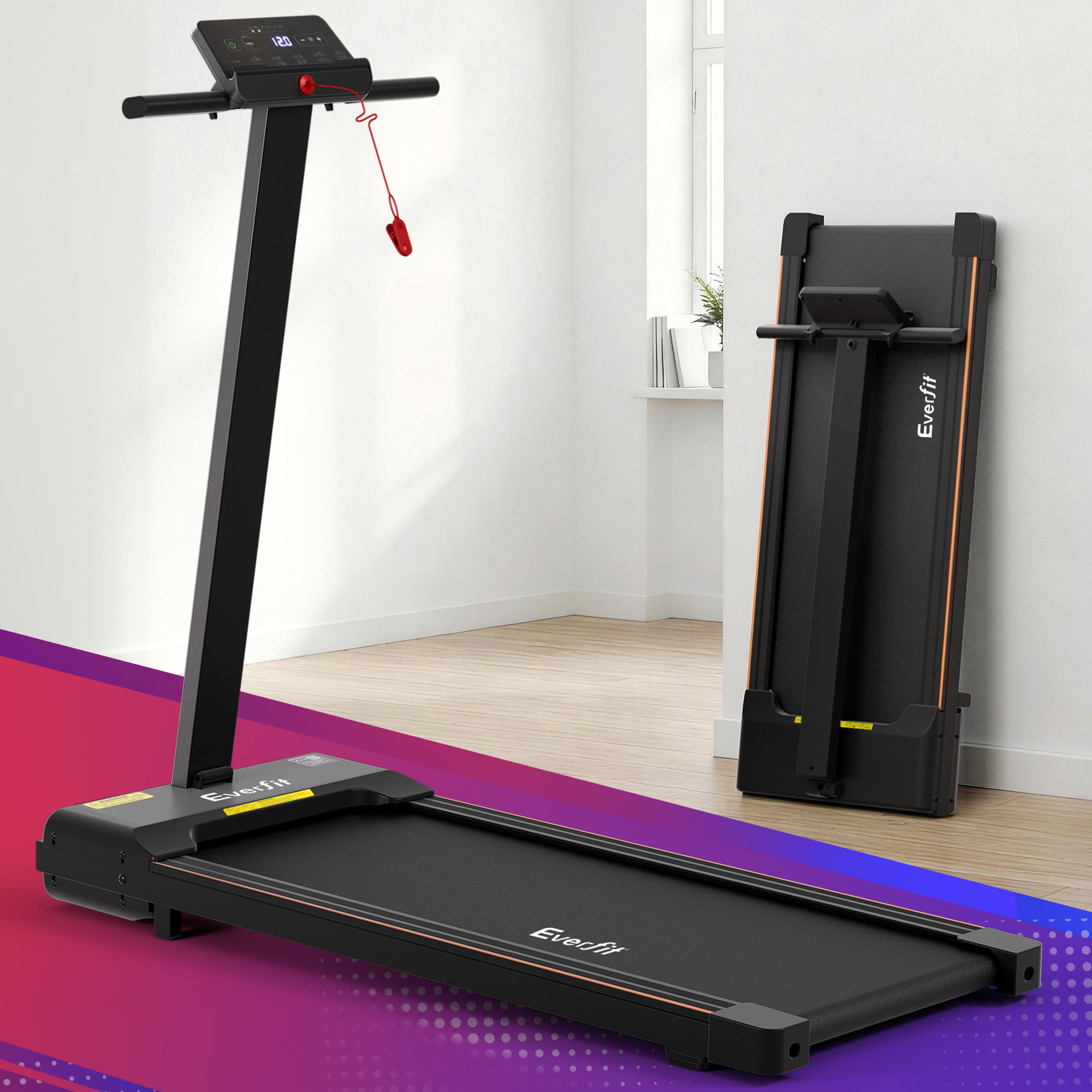 Everfit Walking Pad Treadmill 2 in 1 Foldable for Home Gym 40cm Wide Belt 12 Programs with App TMILL-400-TH-BK