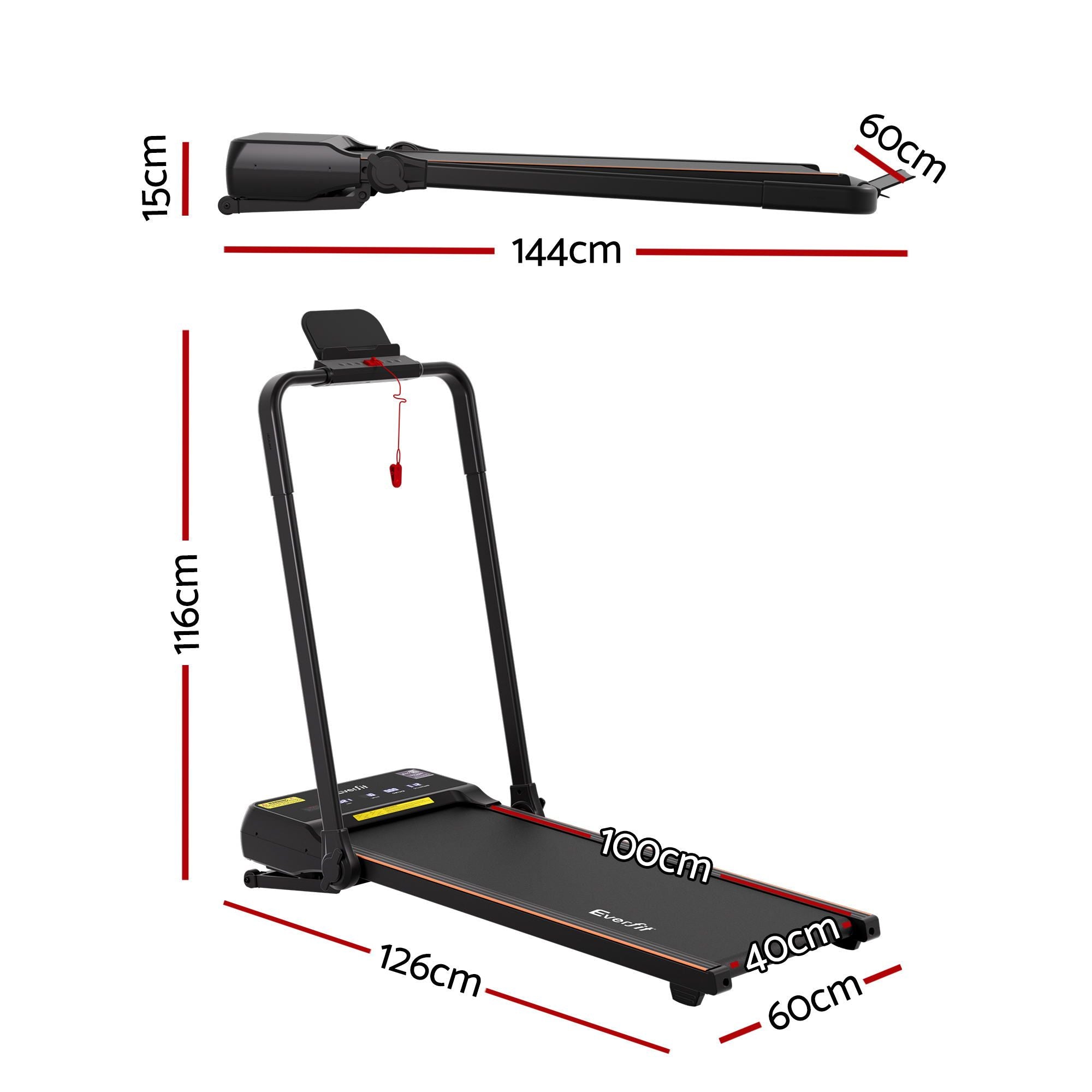 Everfit 3 in 1 Walking Pad Treadmill 20% Auto Incline Under Desk Foldable Treadmills for Home With 40cm Wide TMILL-400H-AINC-BK