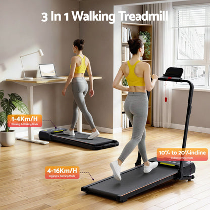 Everfit 3 in 1 Walking Pad Treadmill 20% Auto Incline Under Desk Foldable Treadmills for Home With 40cm Wide TMILL-400H-AINC-BK