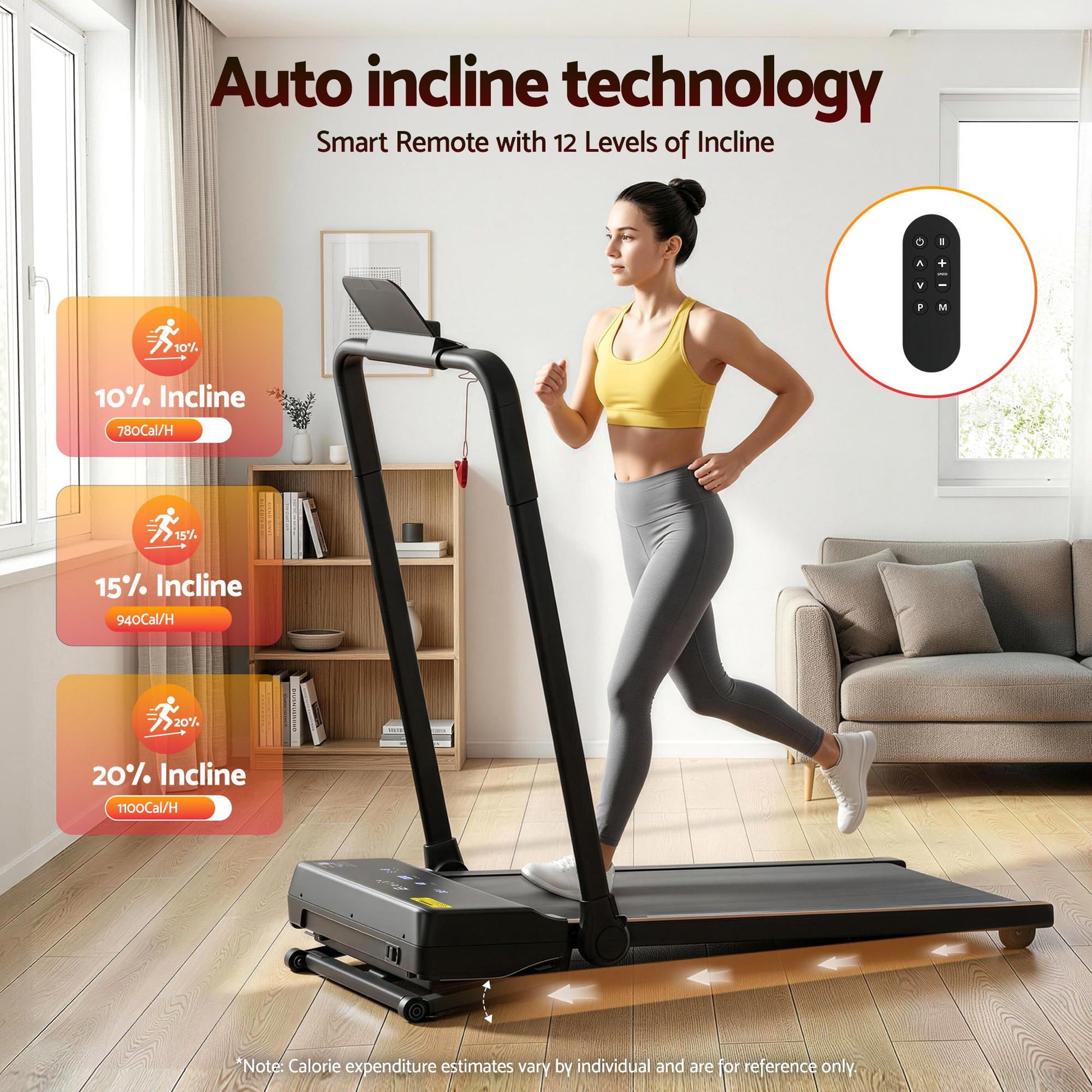 Everfit 3 in 1 Walking Pad Treadmill 20% Auto Incline Under Desk Foldable Treadmills for Home With 40cm Wide TMILL-400H-AINC-BK