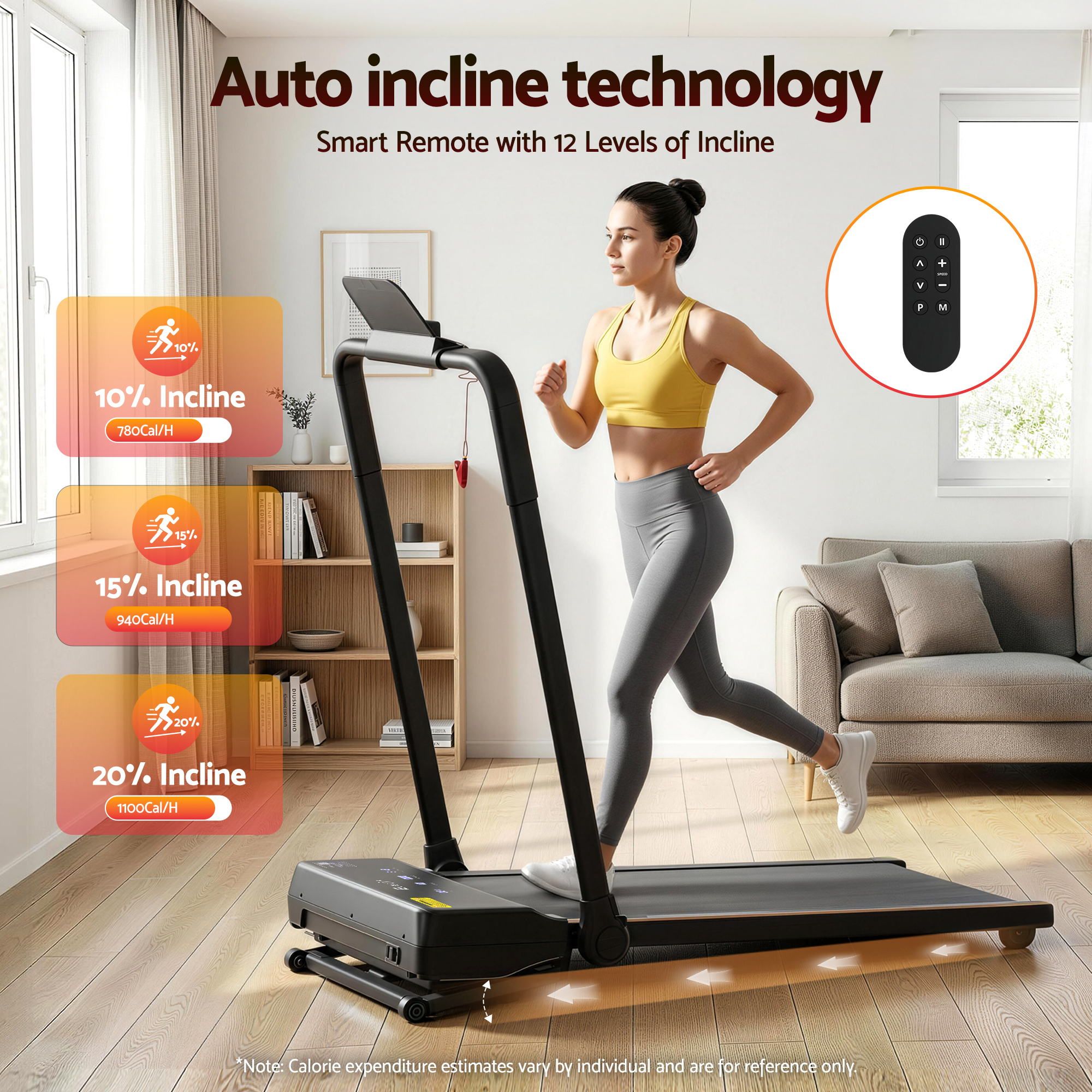 Everfit 3 in 1 Walking Pad Treadmill 20% Auto Incline Under Desk Foldable Treadmills for Home With 40cm Wide TMILL-400H-AINC-BK