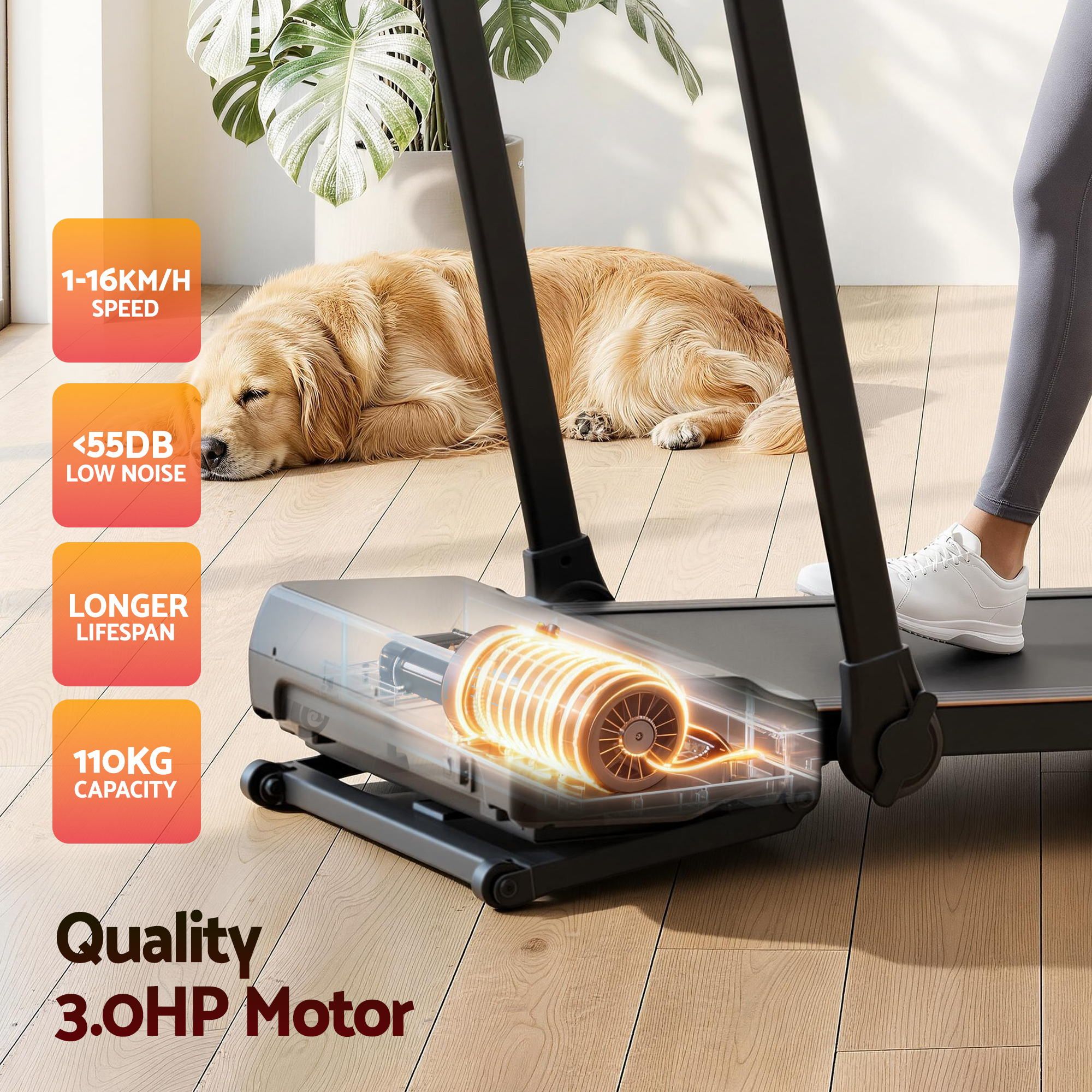 Everfit 3 in 1 Walking Pad Treadmill 20% Auto Incline Under Desk Foldable Treadmills for Home With 40cm Wide TMILL-400H-AINC-BK