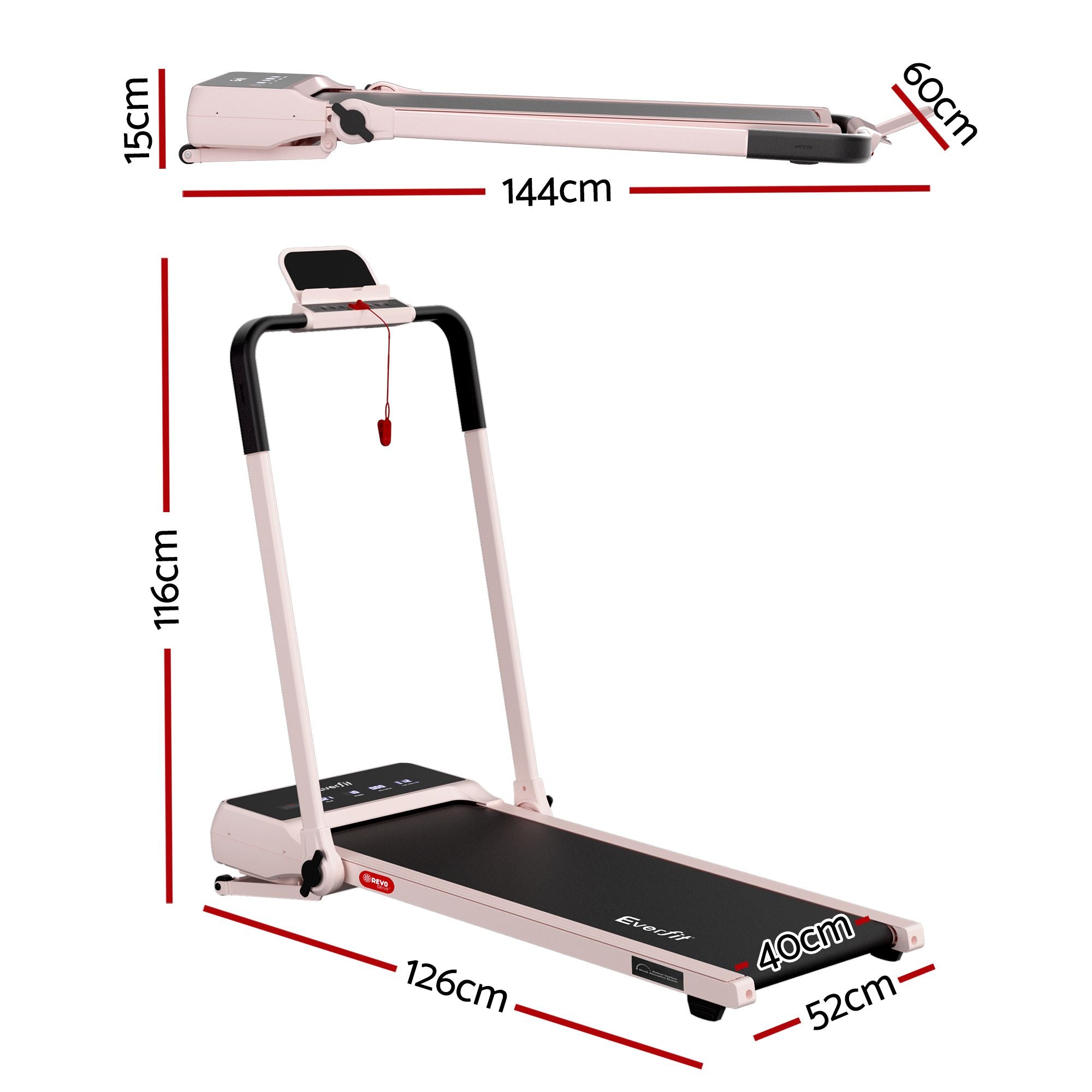 Everfit 3 in 1 Walking Pad Treadmill 20% Auto Incline Under Desk Foldable Treadmills for Home With 40cm Wide Belt Pink
