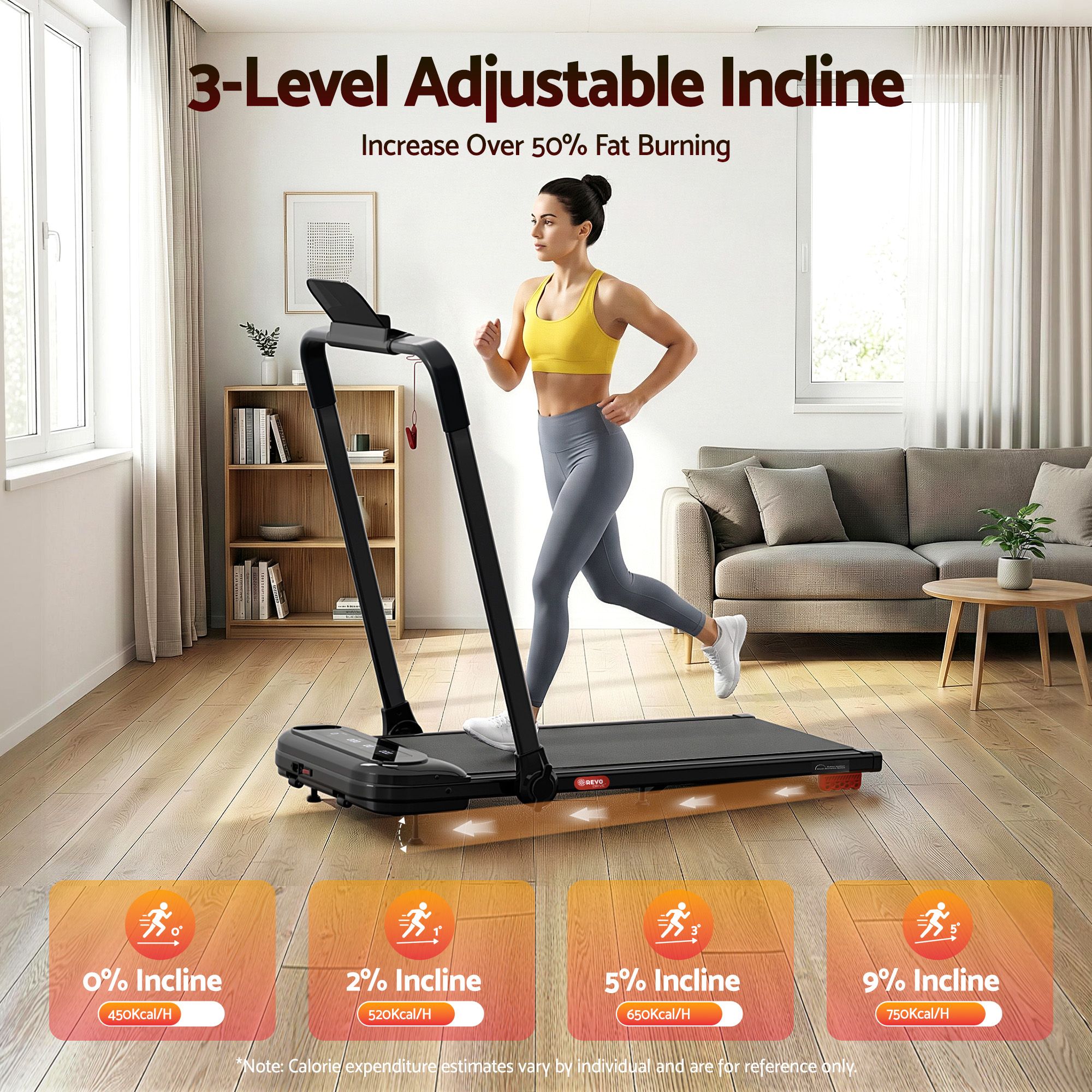 Everfit 3 in1 Treadmill Electric Walking Pad with Incline Foldable for Home Gym Black TMILL-400H-INC-BK