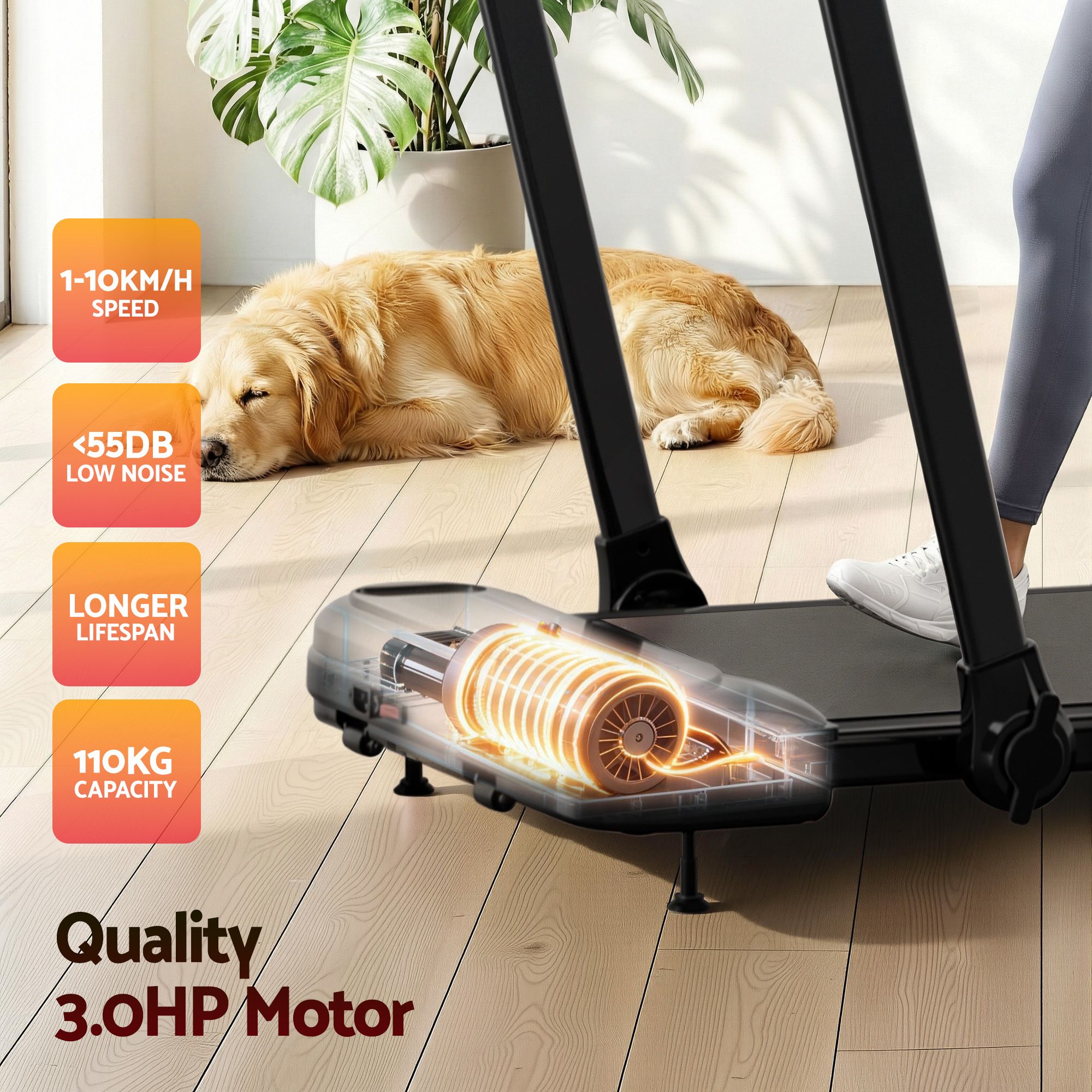 Everfit 3 in1 Treadmill Electric Walking Pad with Incline Foldable for Home Gym Black TMILL-400H-INC-BK