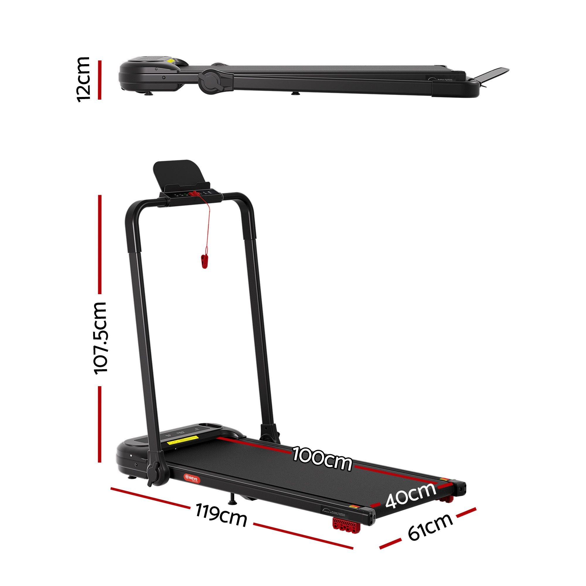 Everfit 3 in1 Treadmill Electric Walking Pad with Incline Foldable for Home Gym Black TMILL-400H-INC-BK
