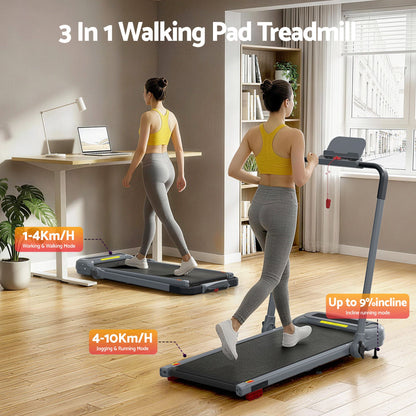 Everfit 3 in 1 Treadmill Electric Walking Pad with Incline Foldable for Home Gym Grey TMILL-400H-INC-GR