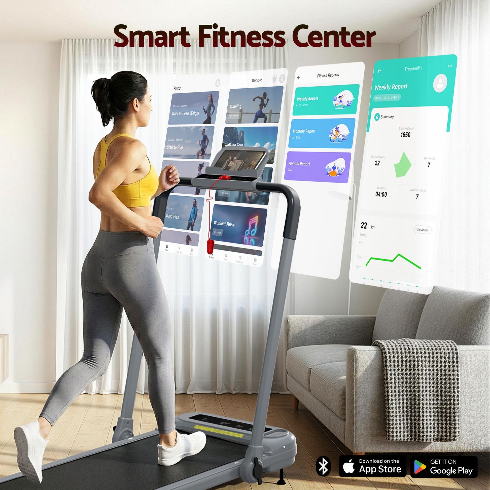 Everfit 3 in 1 Treadmill Electric Walking Pad with Incline Foldable for Home Gym Grey TMILL-400H-INC-GR