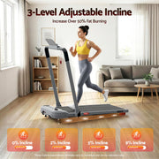 Everfit 3 in 1 Treadmill Electric Walking Pad with Incline Foldable for Home Gym Grey
