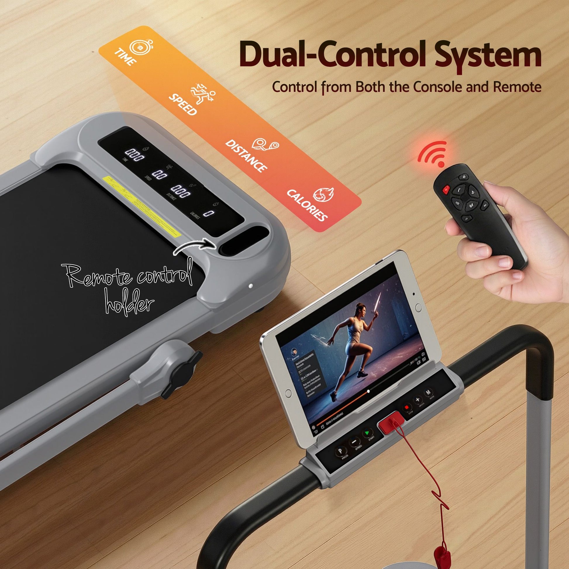 Everfit 3 in 1 Treadmill Electric Walking Pad with Incline Foldable for Home Gym Grey TMILL-400H-INC-GR